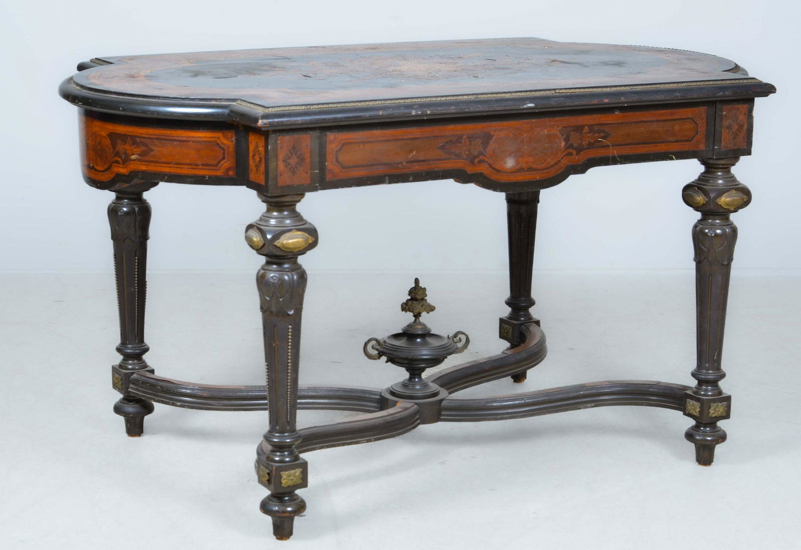 Renaissance Revival marquetry inlaid writing table (1 of 12)
