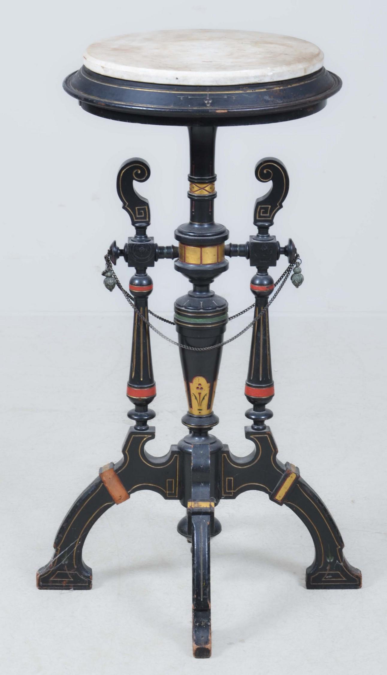 Renaissance Revival parcel gilt ebonized pedestal (1 of 2)