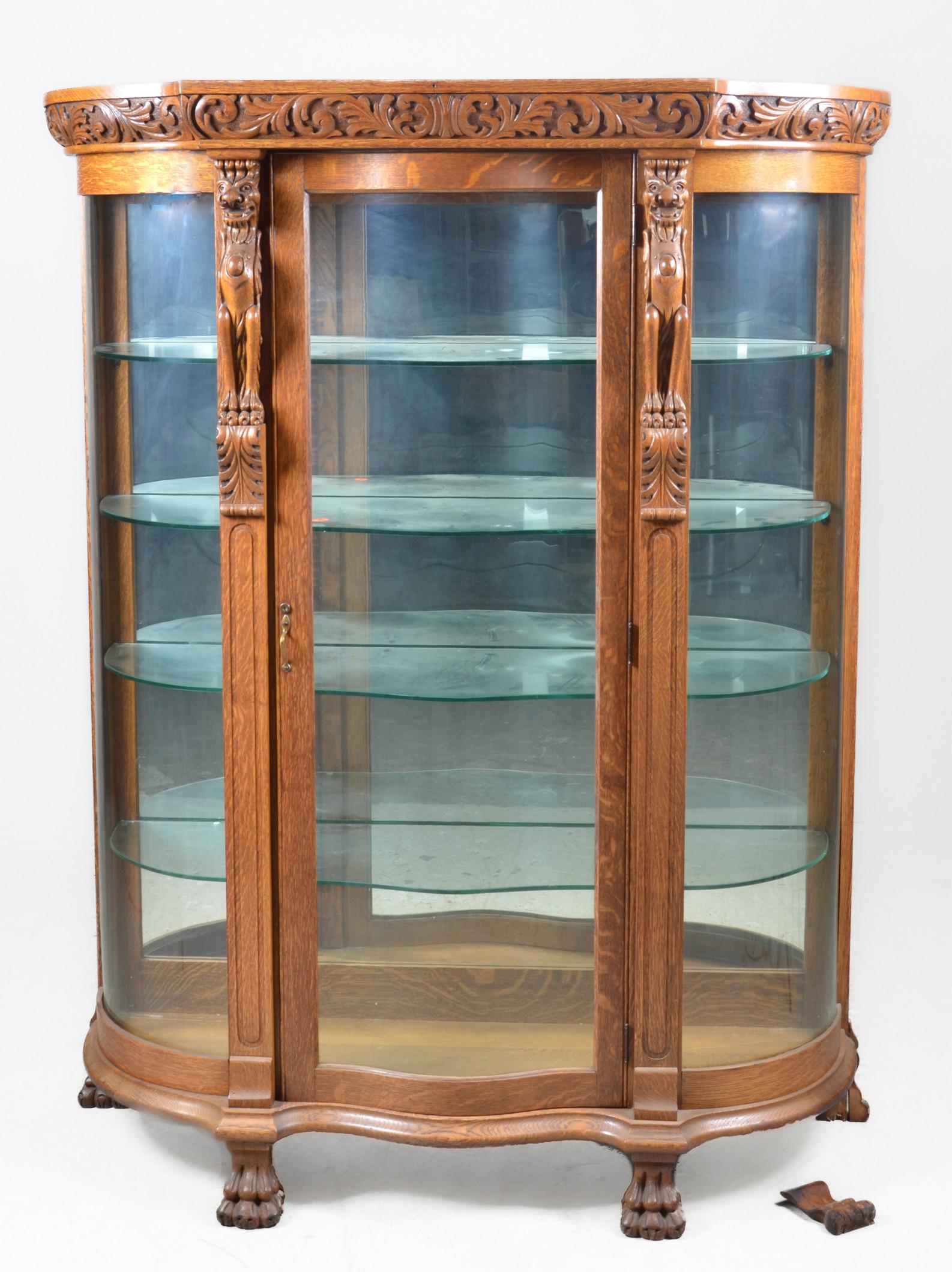American Renaissance Revival oak display case (1 of 4)