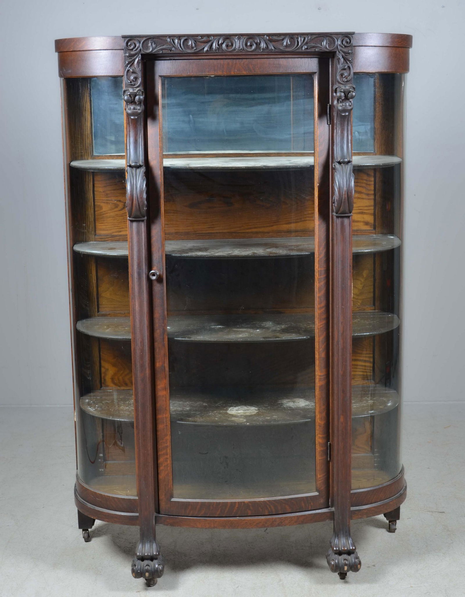 American Renaissance Revival oak display case (1 of 5)