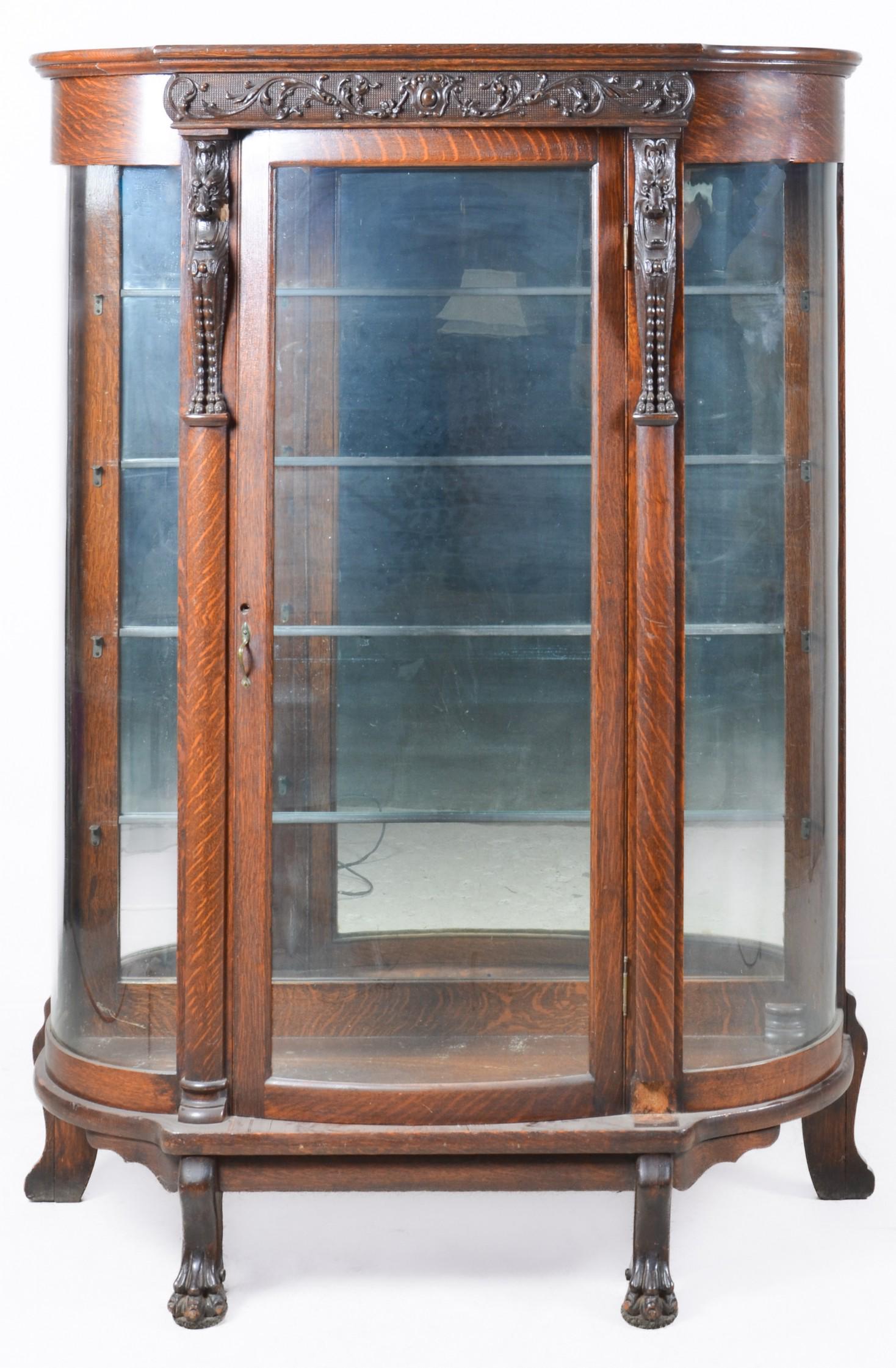 American Renaissance Revival oak display case (1 of 5)