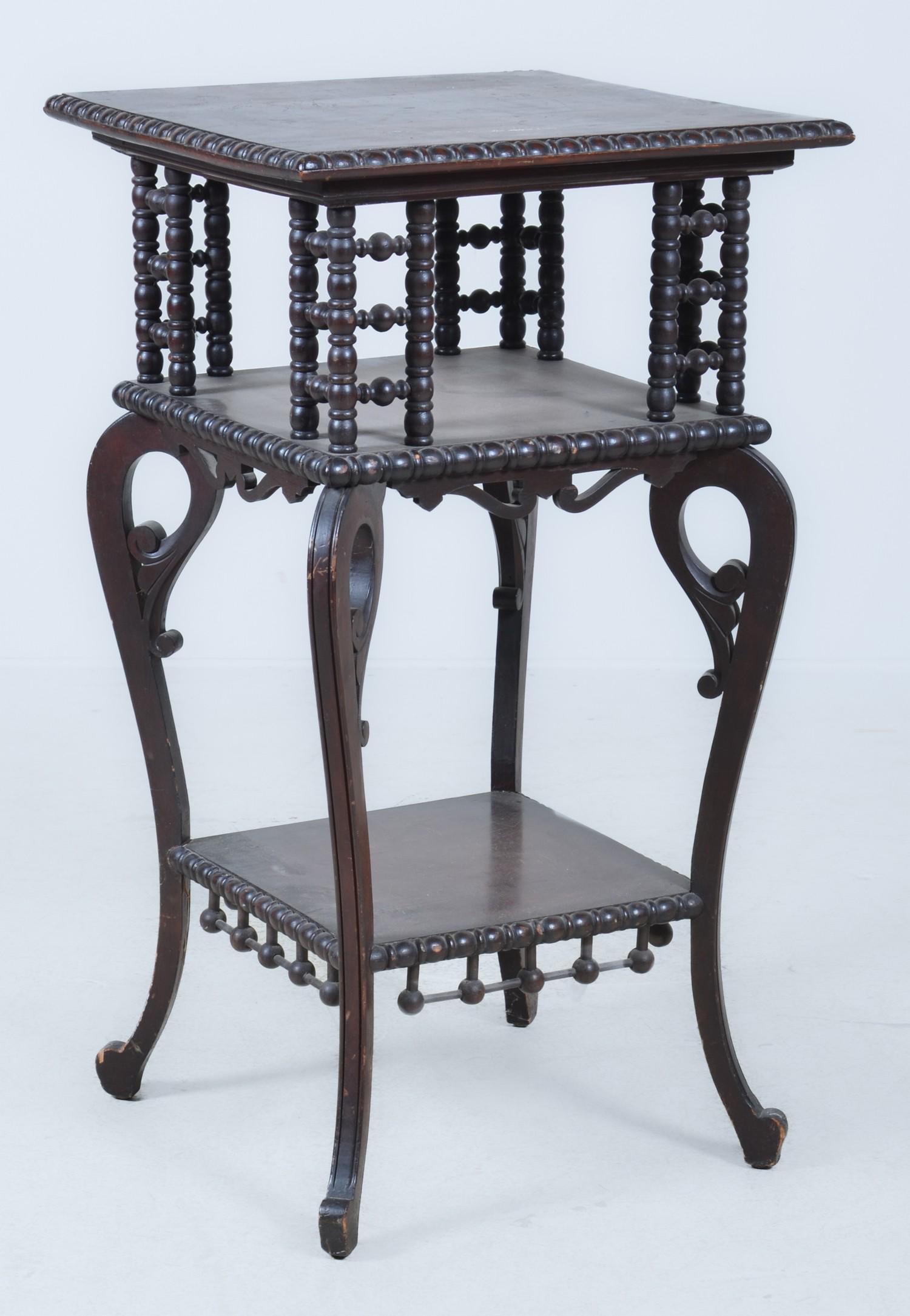 Victorian maple stick and ball three tier stand (1 of 3)