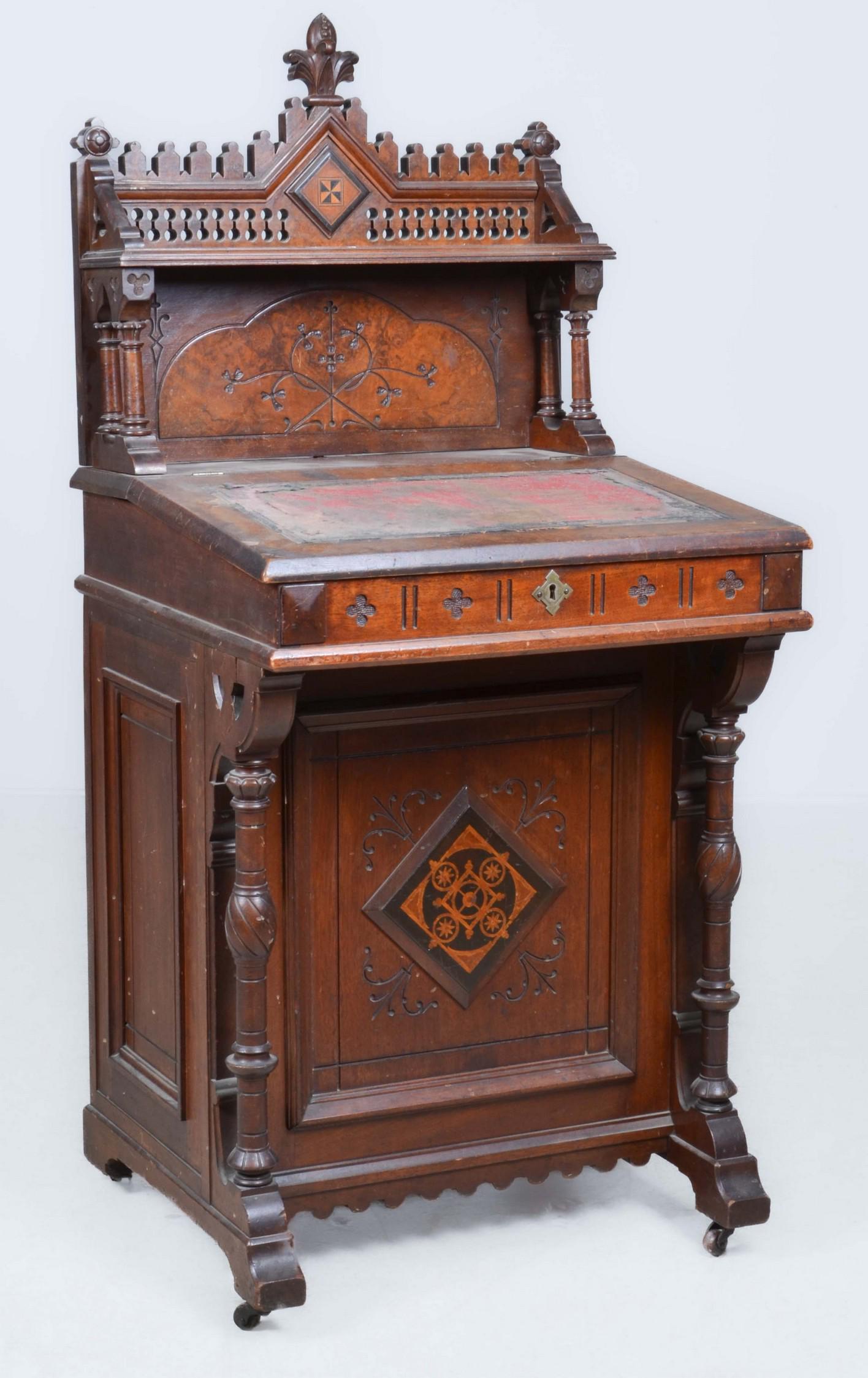 Renaissance Revival burl walnut davenport desk (1 of 8)