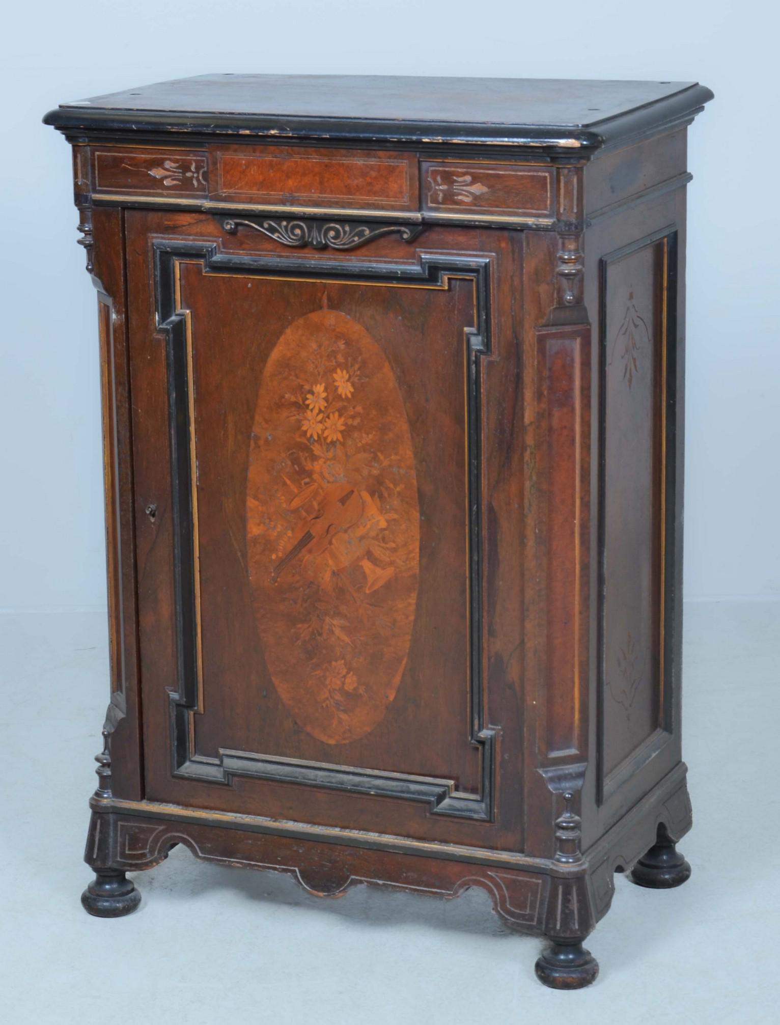 Renaissance Revival inlaid rosewood side cabinet (1 of 7)