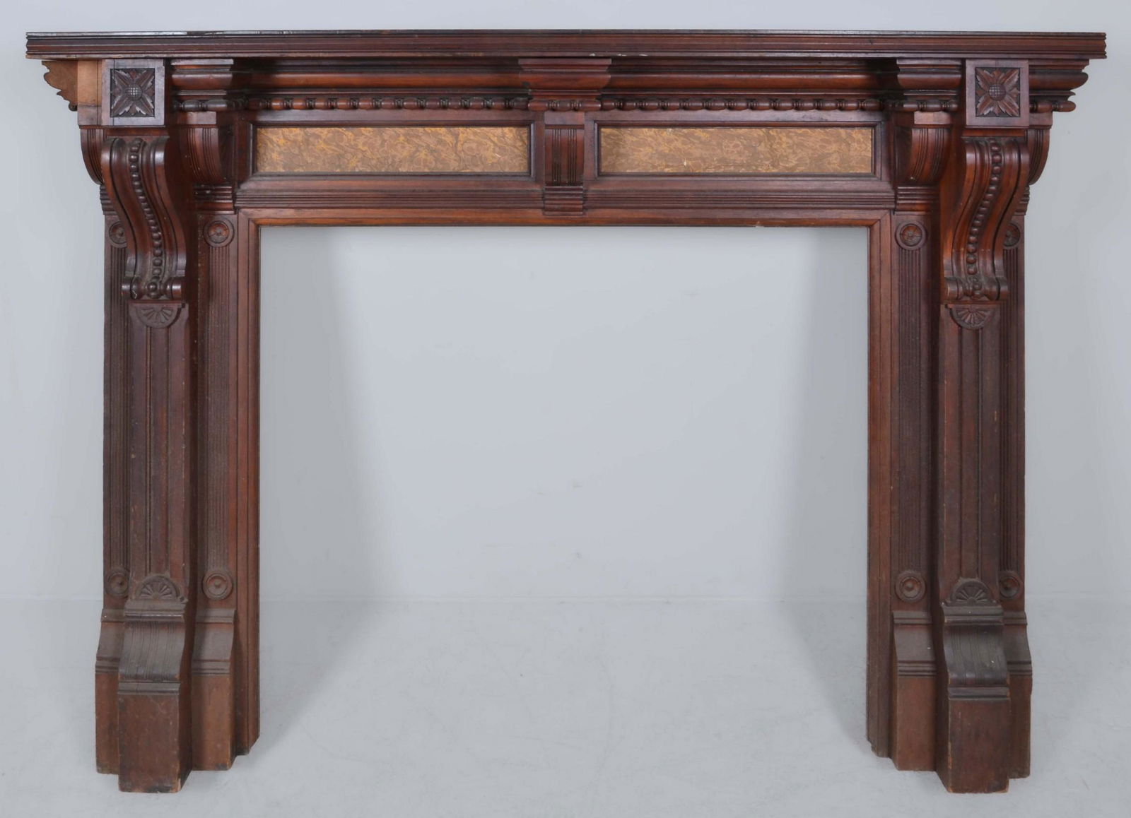 A Renaissance Revival carved cherry mantel piece (1 of 5)