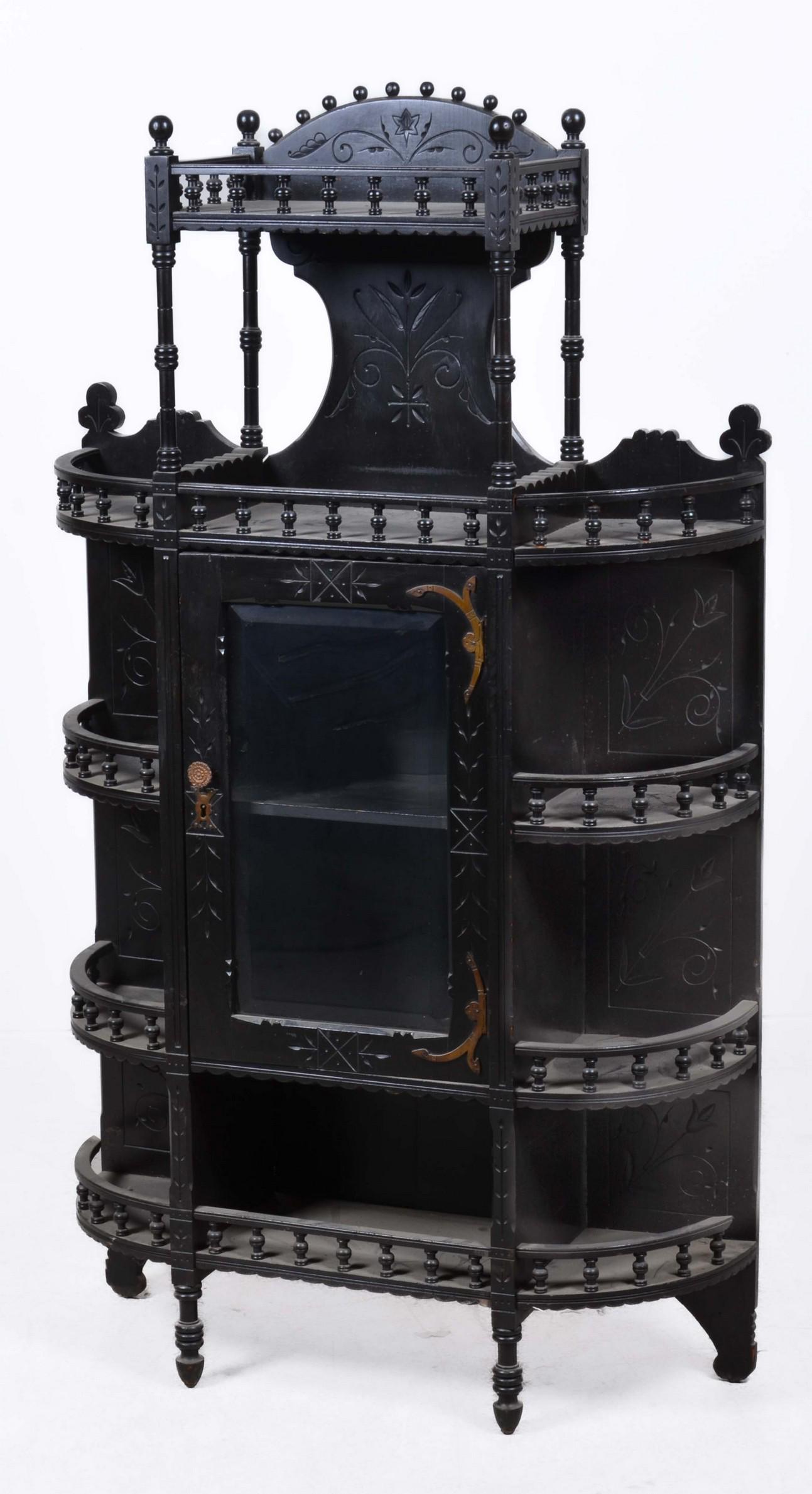 An Eastlake carved and ebonized five tier etagere (1 of 7)