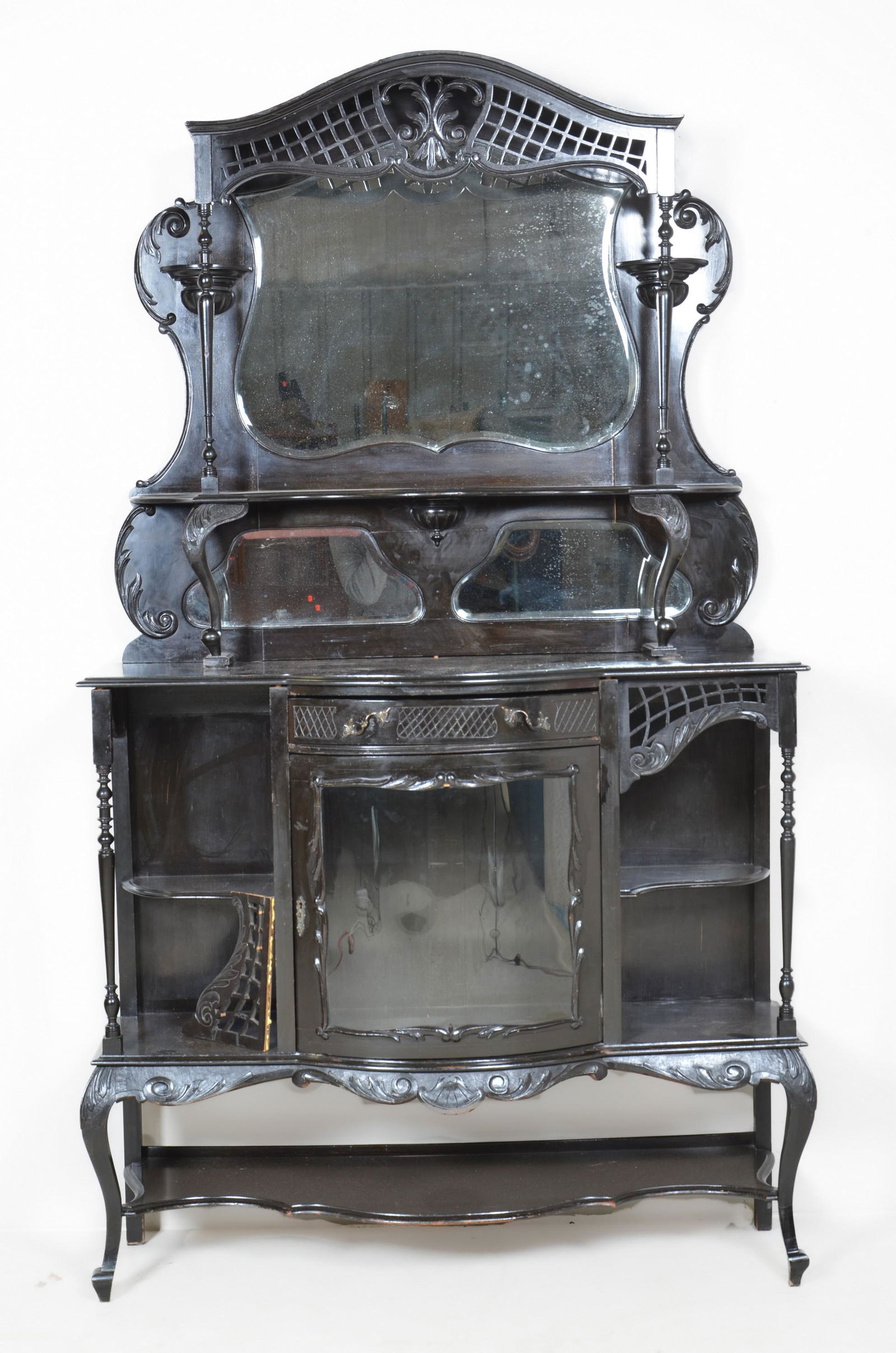 A Rococo Revival carved and ebonized etagere (1 of 9)