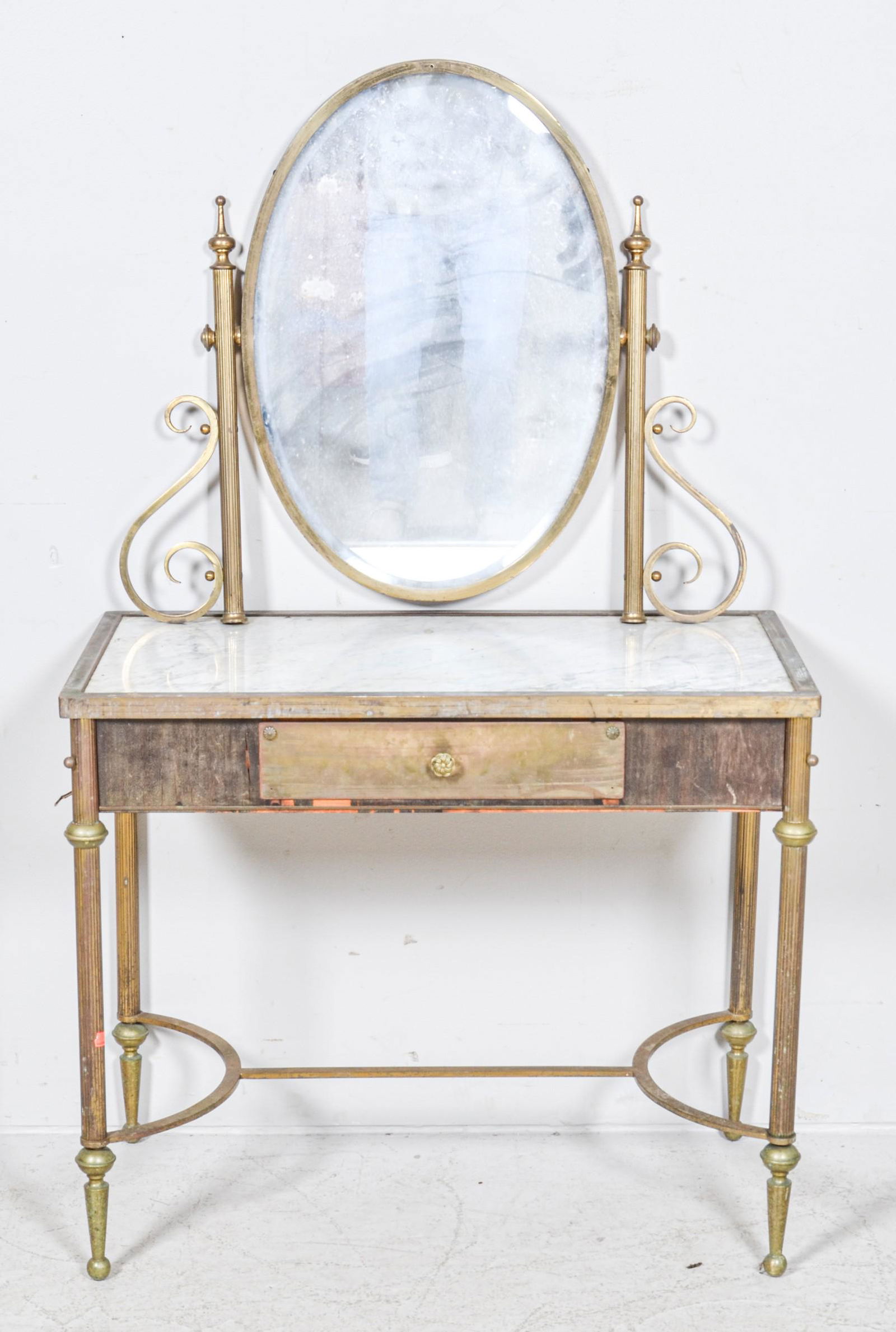 Neoclassical style brass marble dressing table (1 of 4)