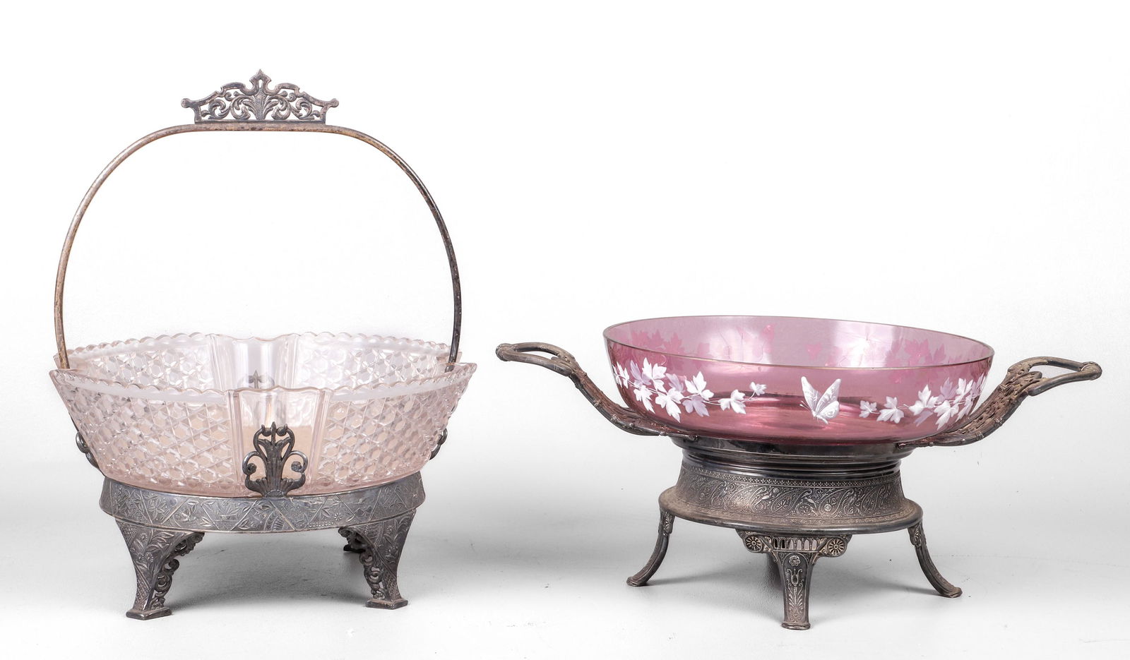 (2) Victorian Silverplate Bridal Baskets (1 of 8)