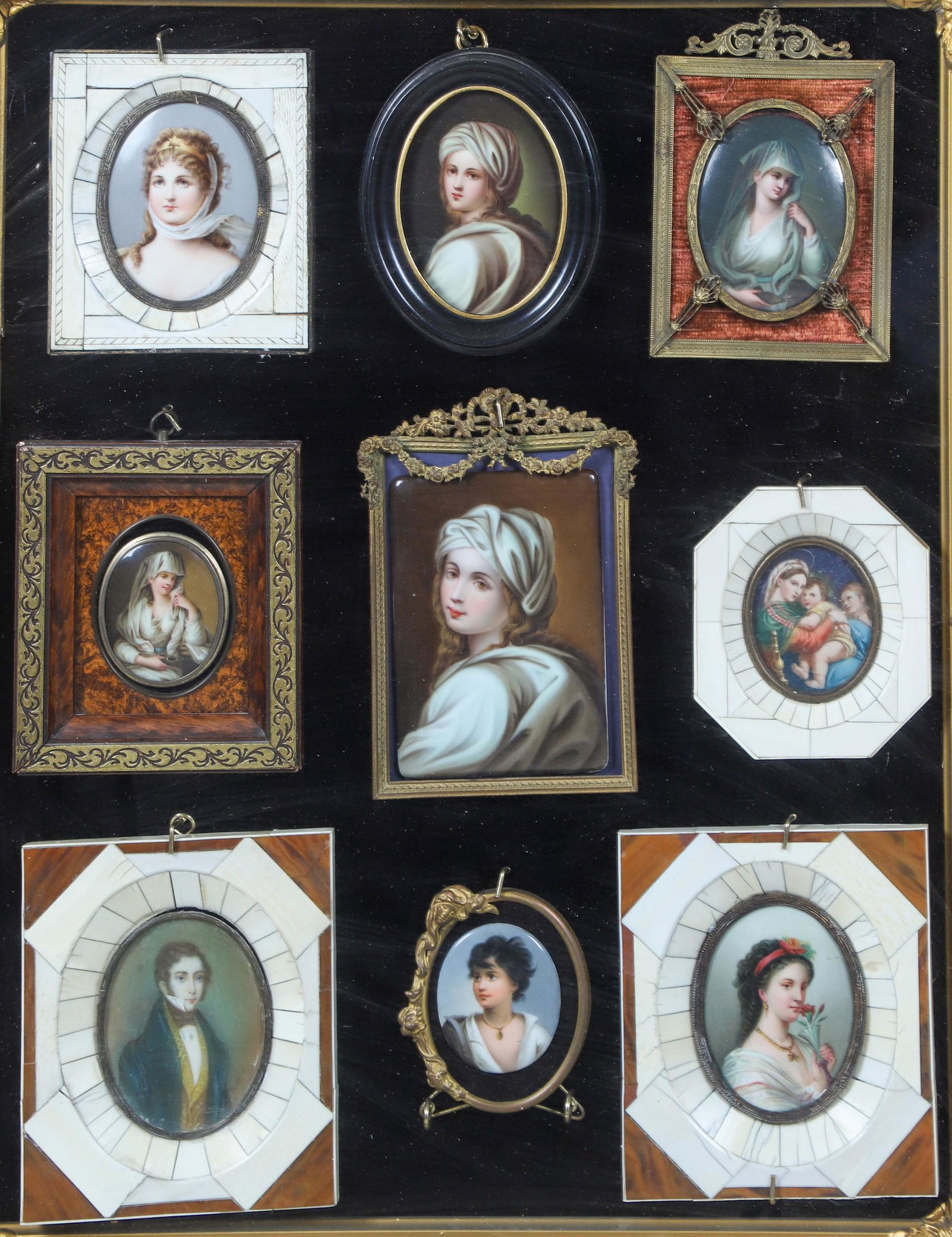 (9) Miniature Portrait Paintings (1 of 3)