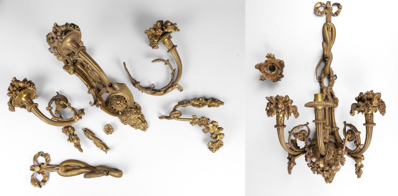 French Bronze 3-Light Empire Style Sconce Pair (1 of 7)