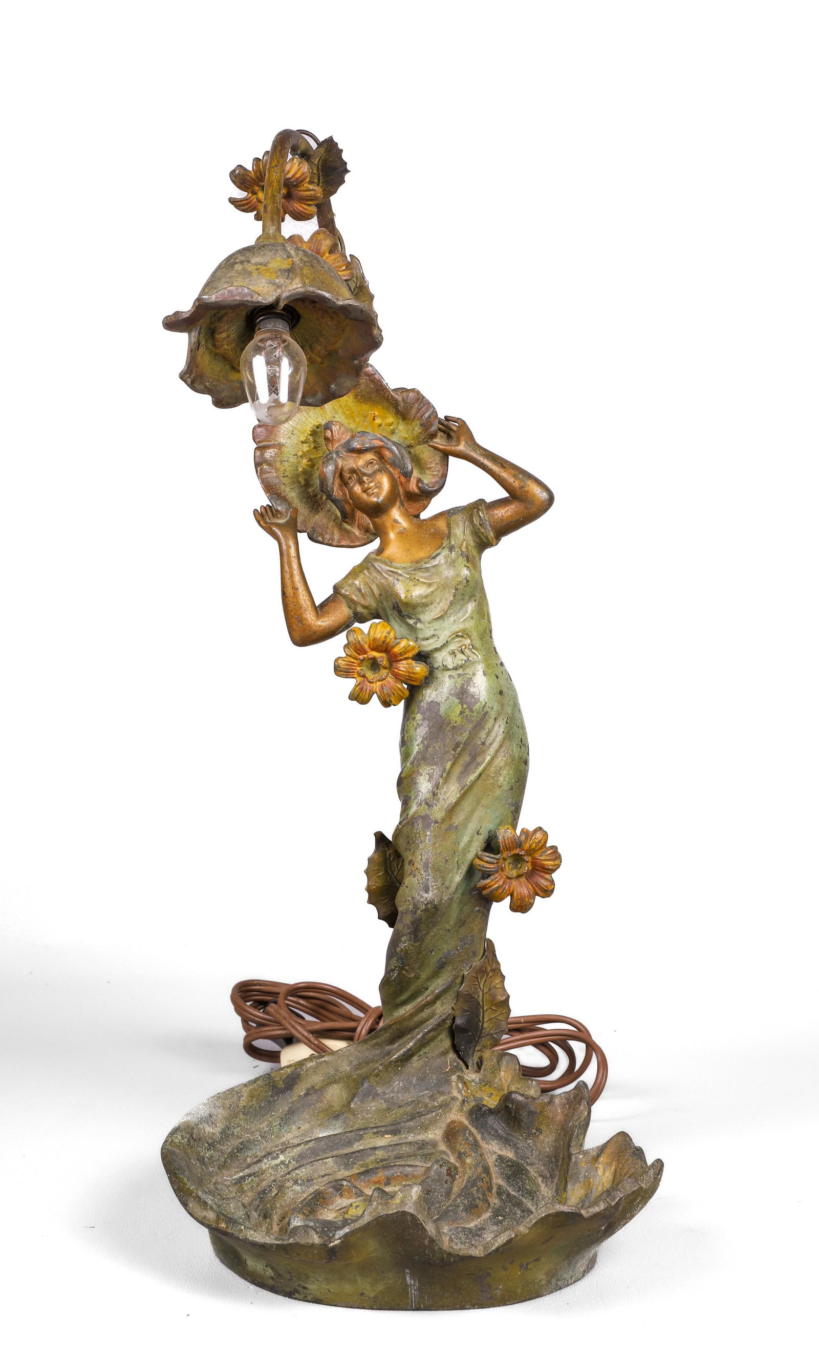 Nouveau White Metal Figural Lamp (1 of 3)