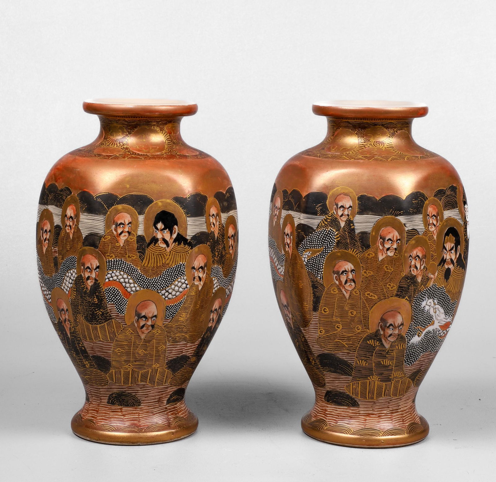 Pair of Japanese Satsuma Vases (1 of 4)