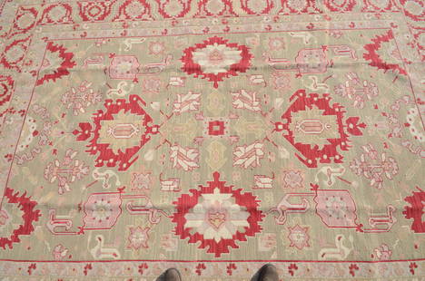 8'9" X 11'10" Flat Weave Chinese Heriz Rug: 8'9" X 11'10" Flat Weave Chinese Heriz Rug, circa 1980s, good shape, please see photos for any specific condition concerns.