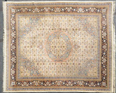 8'1" X 10"1" Indo Faran: 8'1" X 10"1" Indo Faran Rug, circa 1970, stains, fading, please see photos for any specific condition concerns.