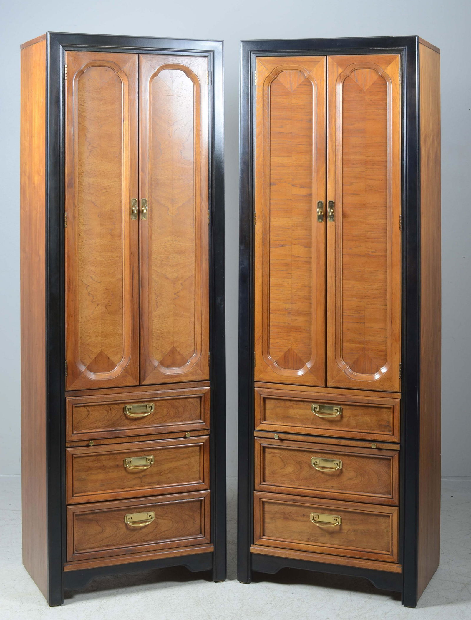 Pair Thomasville walnut and ebonized cabinets (1 of 2)