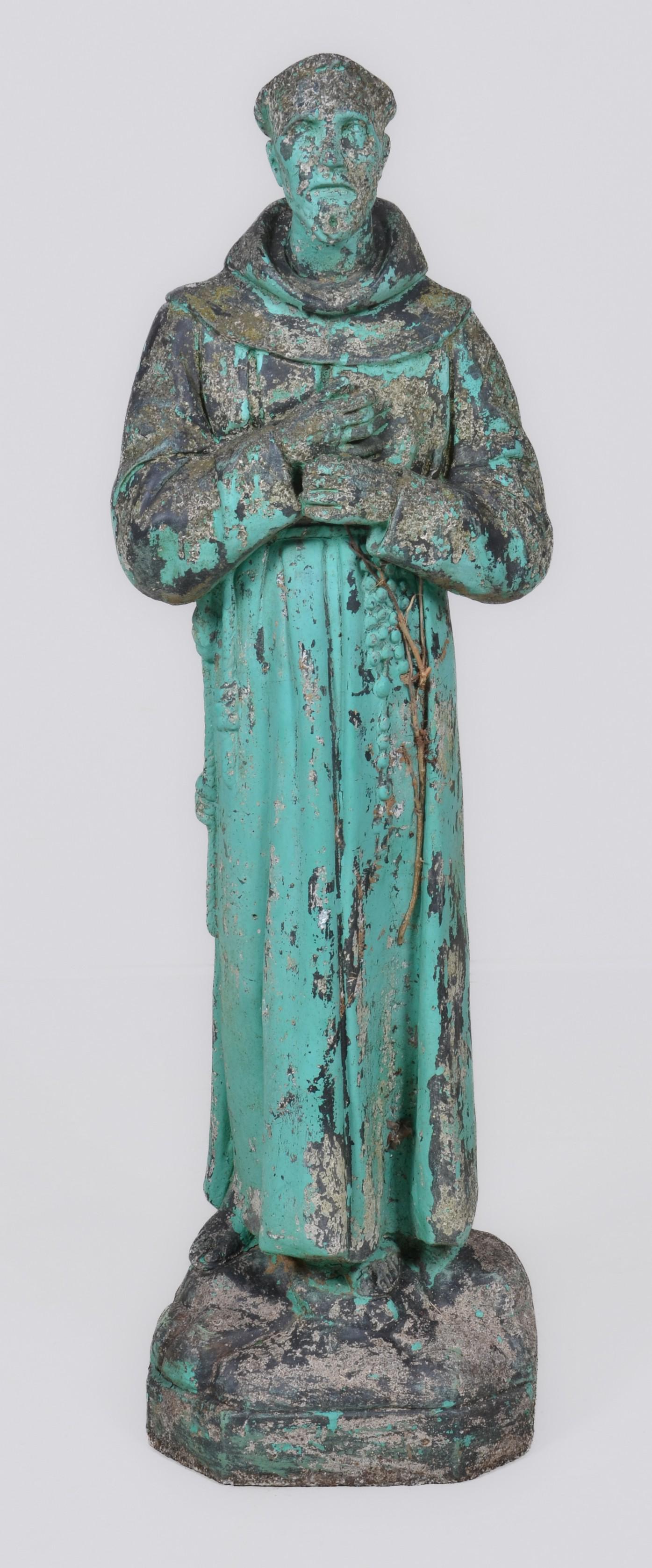 Cement garden statue of a saint (1 of 5)