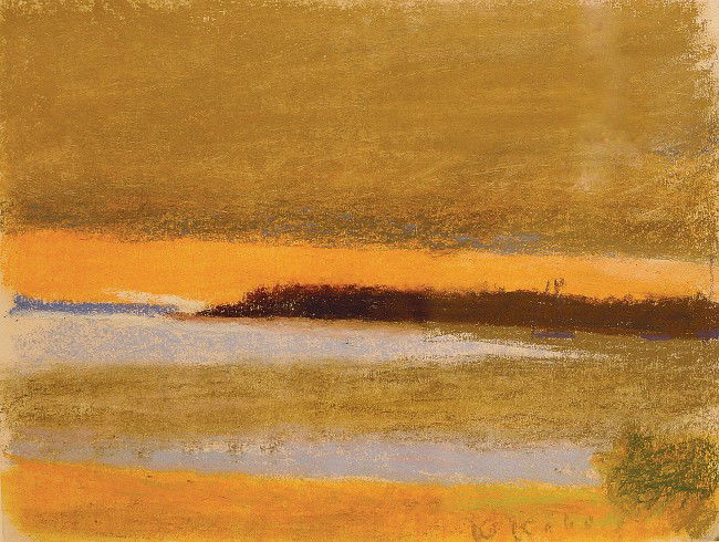 Wolf Kahn, b. 1927, New York. NY / Vermont,, paste: Wolf Kahn, b. 1927, New York. NY / Vermont,, pastel on paper, Scene on the Coast of Maine, 9" x 12", signed at lower right: "W Kahn", 1997.