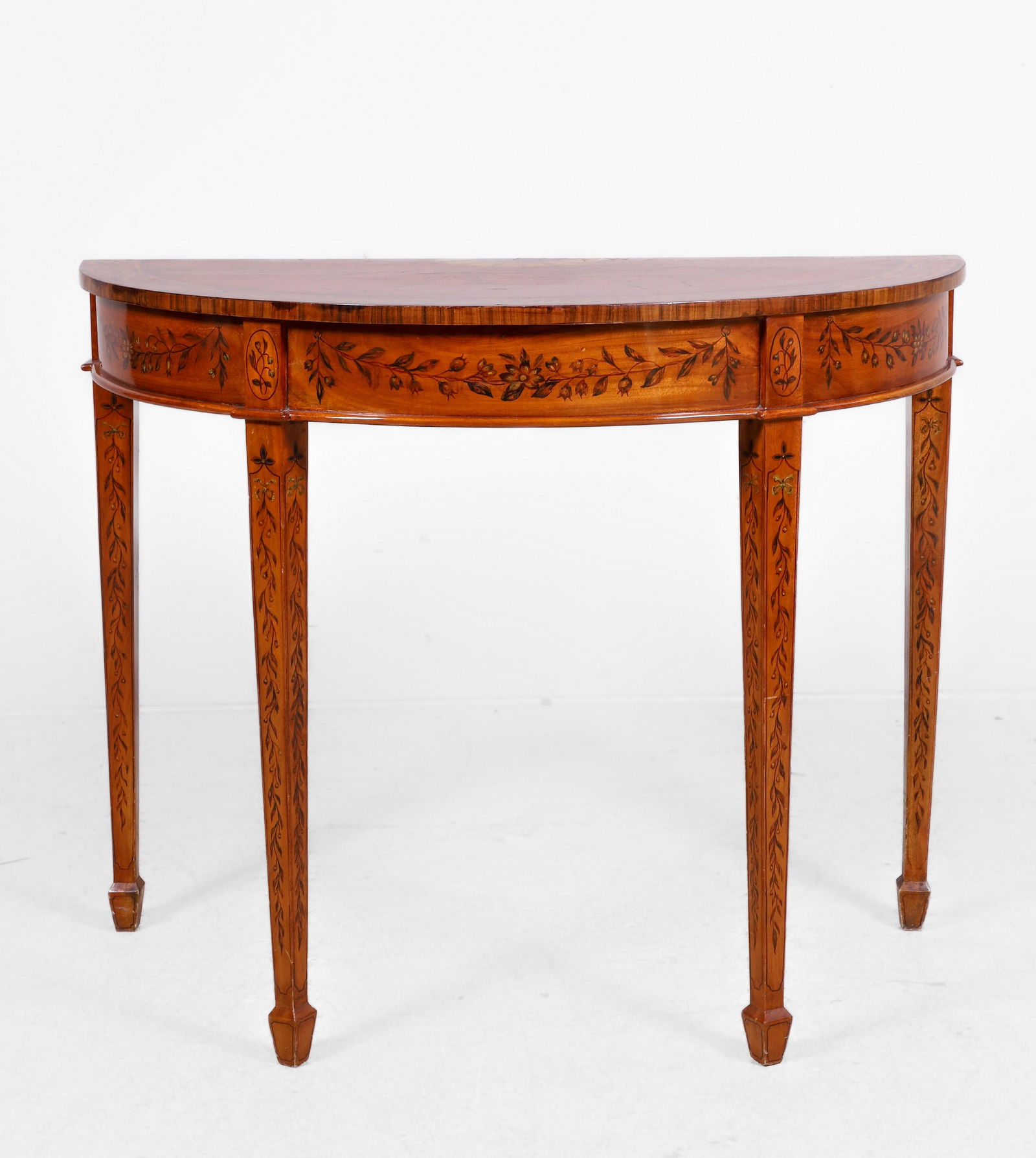 Adams style paint decorated demilune console table (1 of 3)