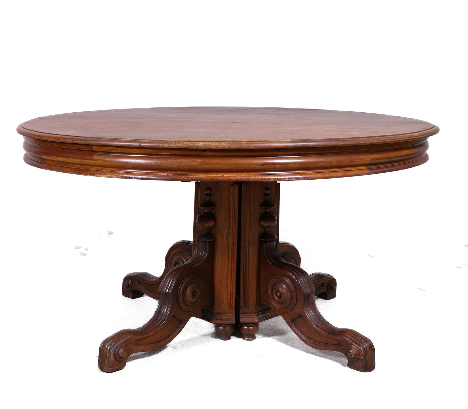 Victorian walnut pedestal dining table (1 of 5)