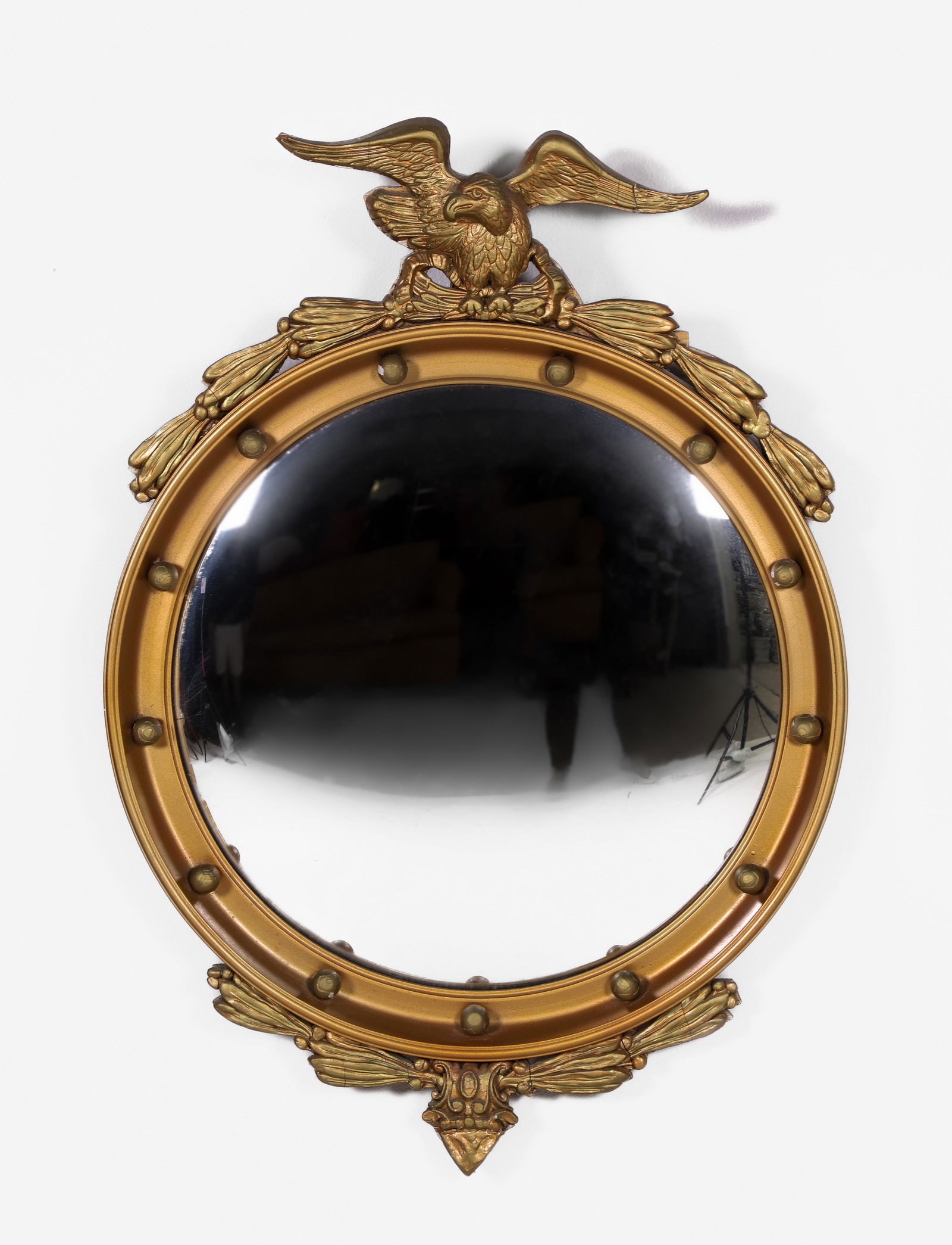 Federal style gilt bullseye mirror w/ eagle crest (1 of 3)