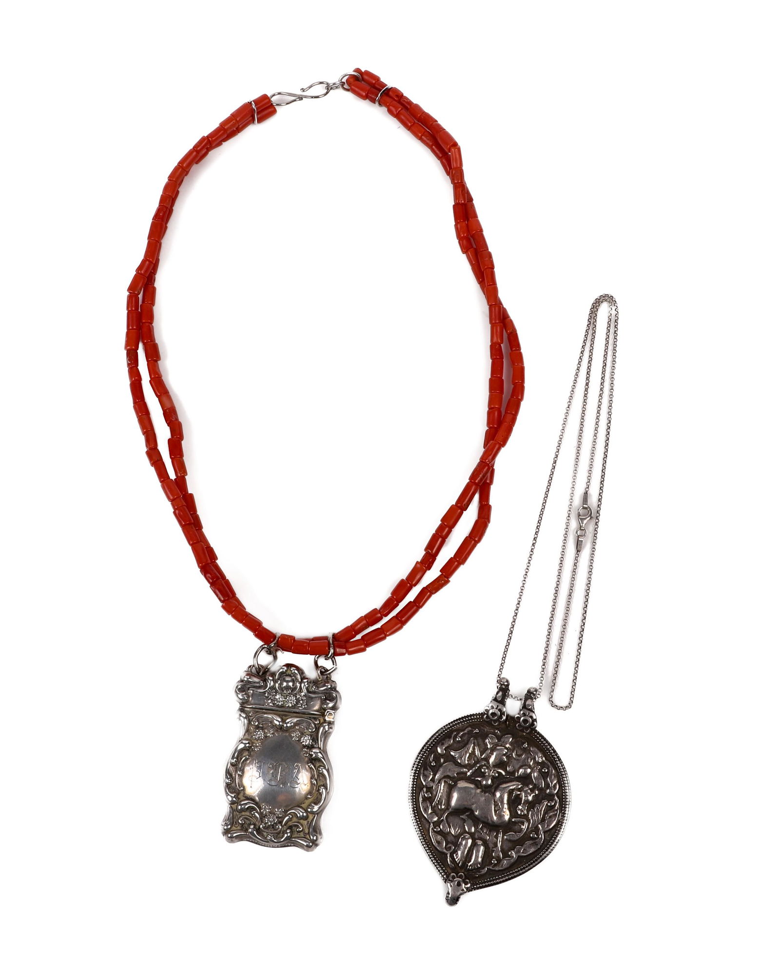 (2) Sterling and Coral Necklaces (1 of 4)