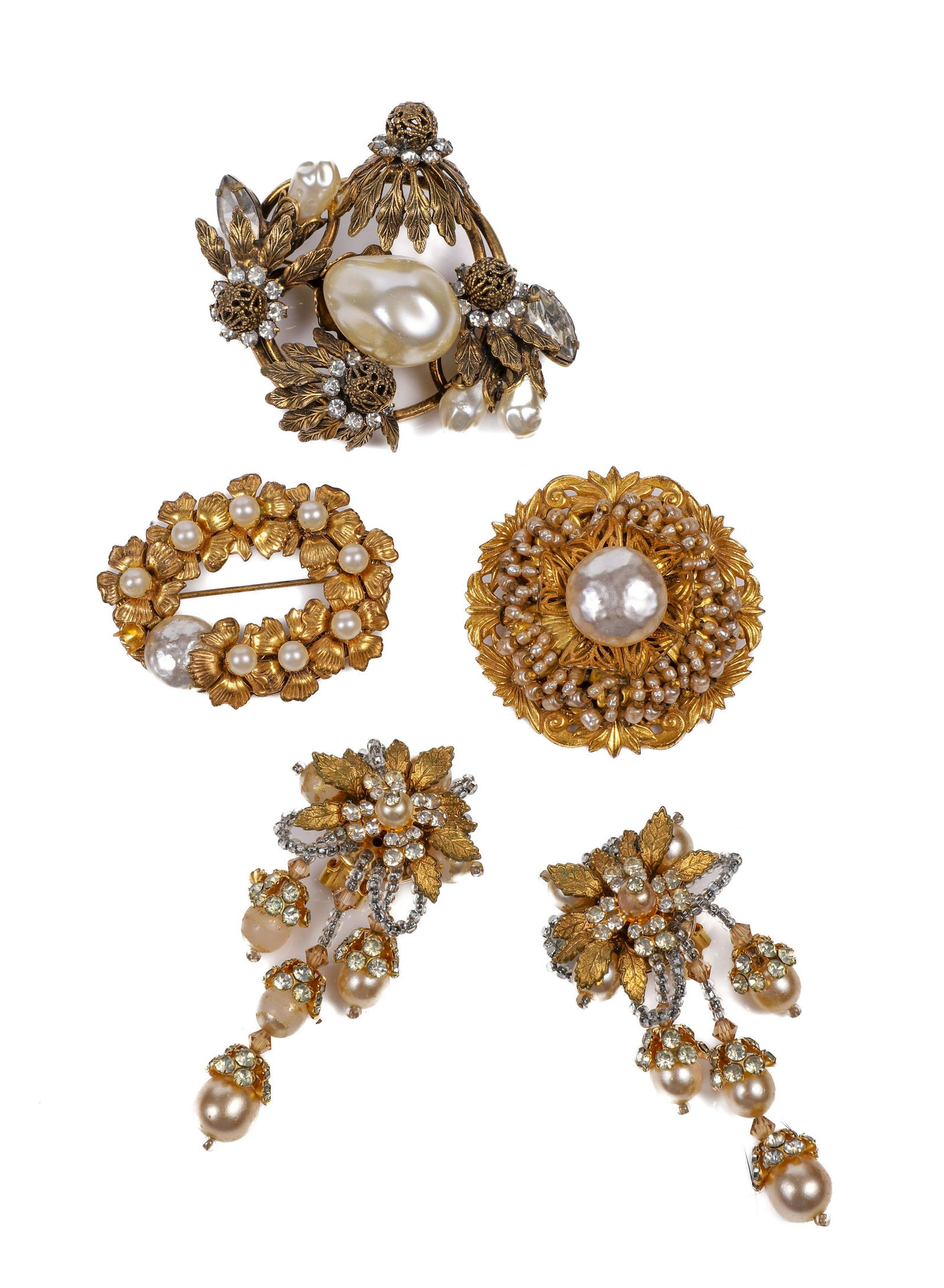 (4) Baroque Style Brooches and Earrings (1 of 4)