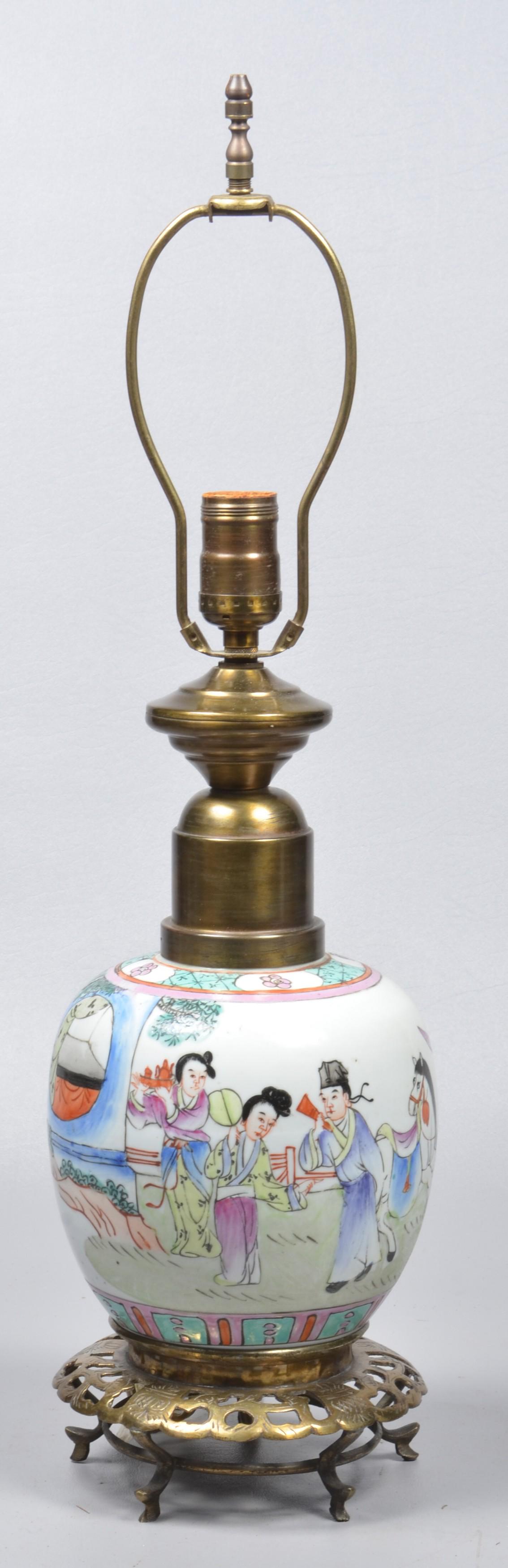 Chinese Famille Rose Porcelain Ginger Jar Lamp (1 of 4)