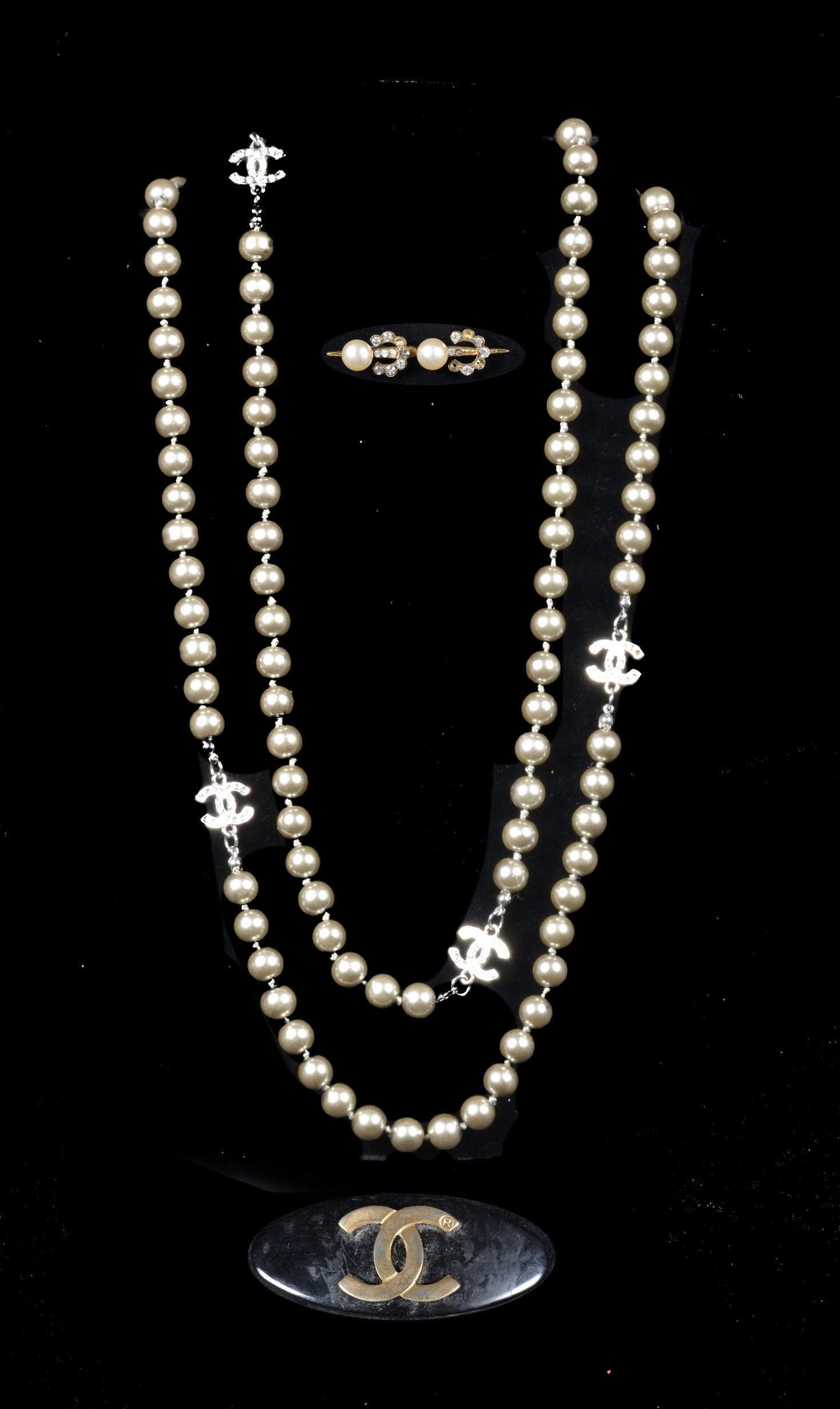 Rare Chanel 1984 Coco Pin, Barette and Necklace (1 of 5)