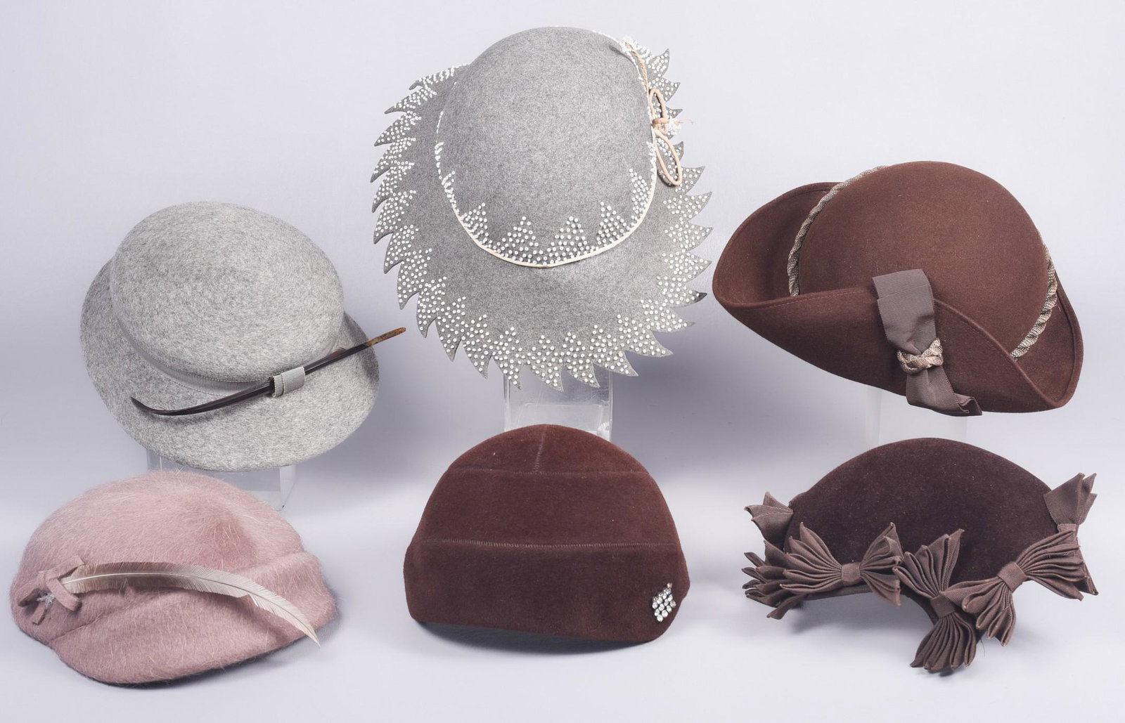 (6) 1940's Wool and Mohair Hats (1 of 4)