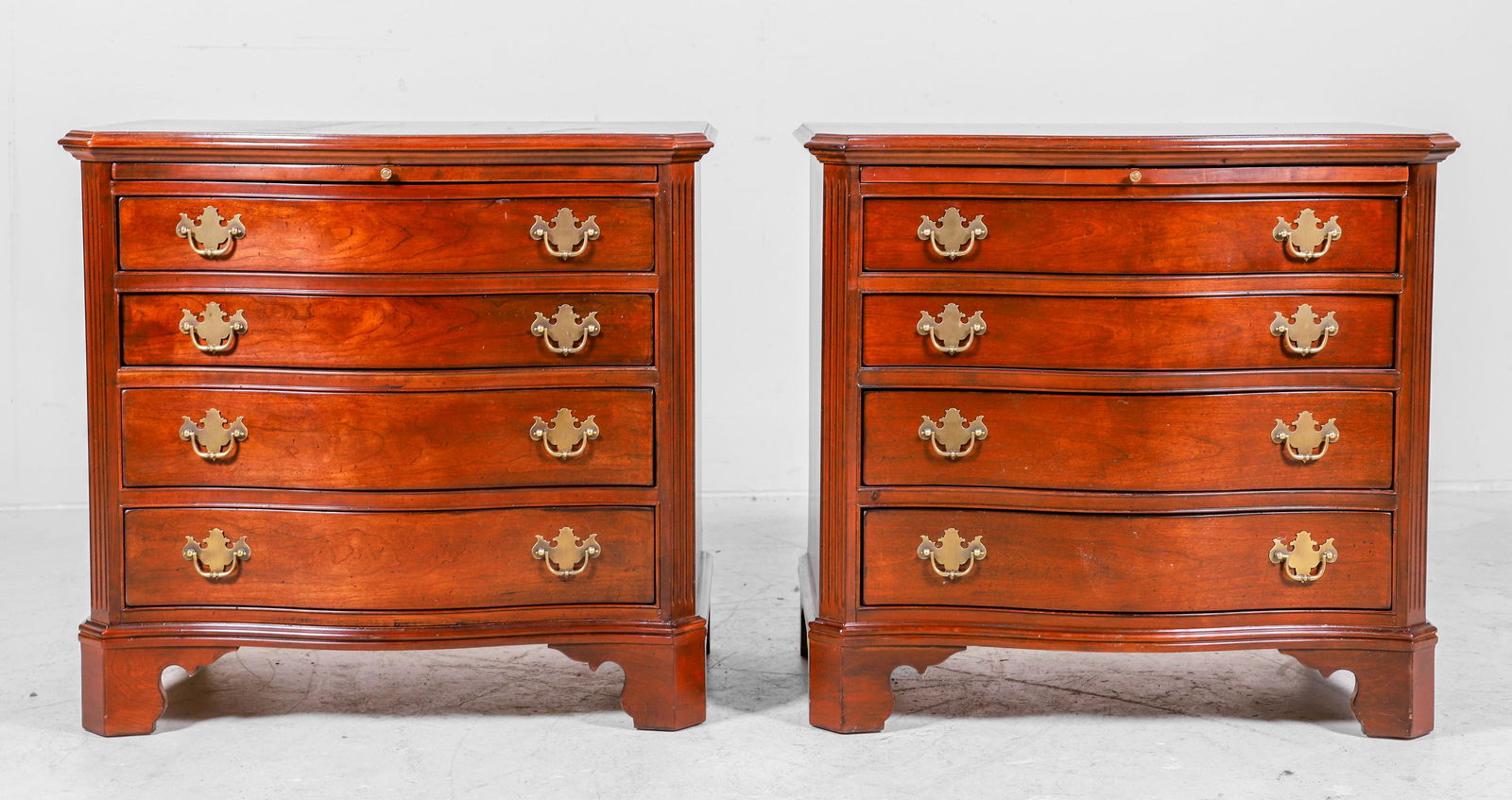 Pair Lexington cherry serpentine nightstands (1 of 5)