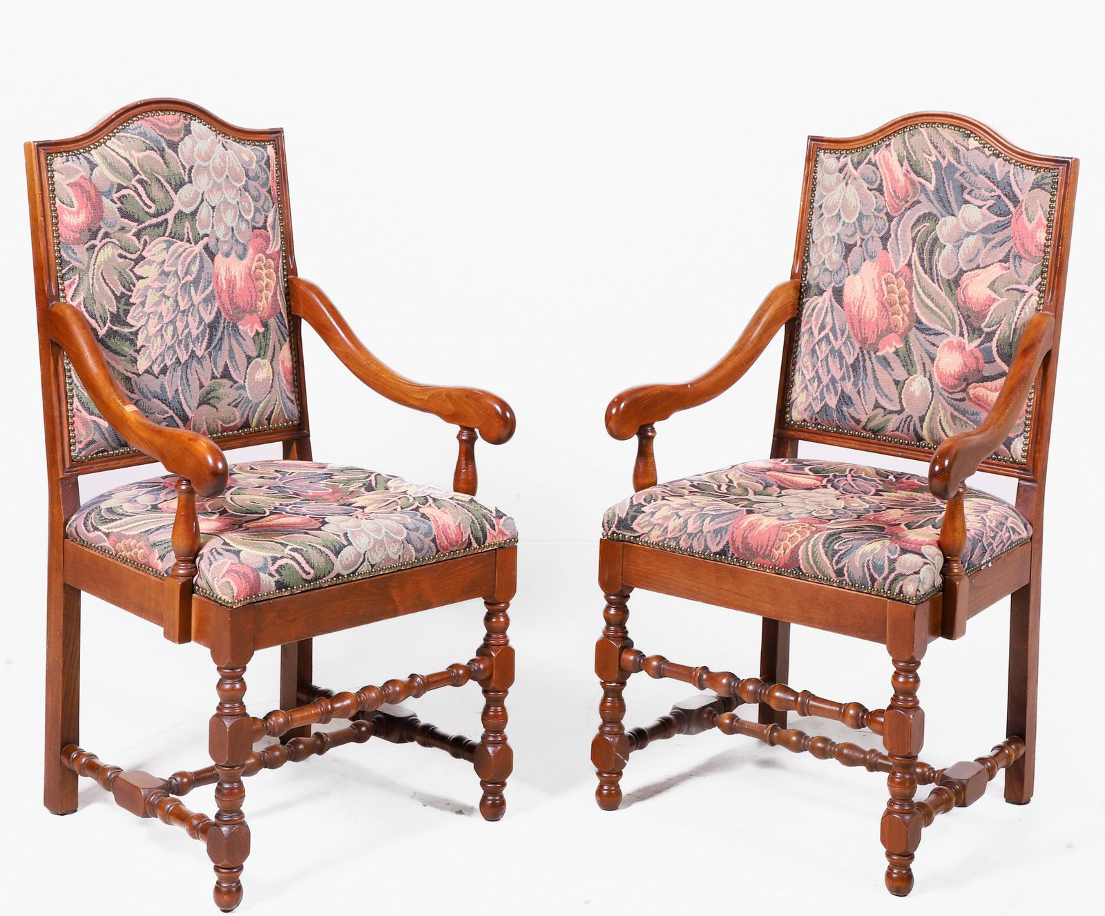 Pair Rococo style open armchairs (1 of 3)