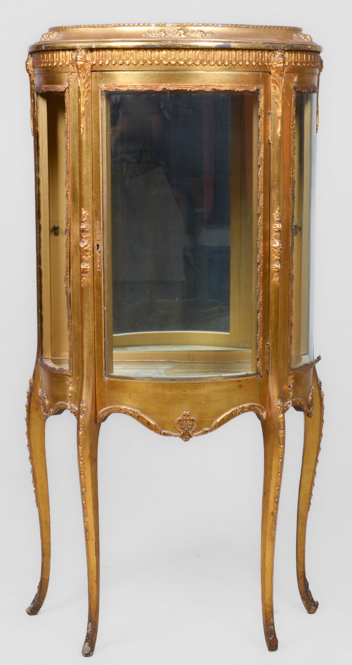 French style gilt painted curio cabinet (1 of 6)