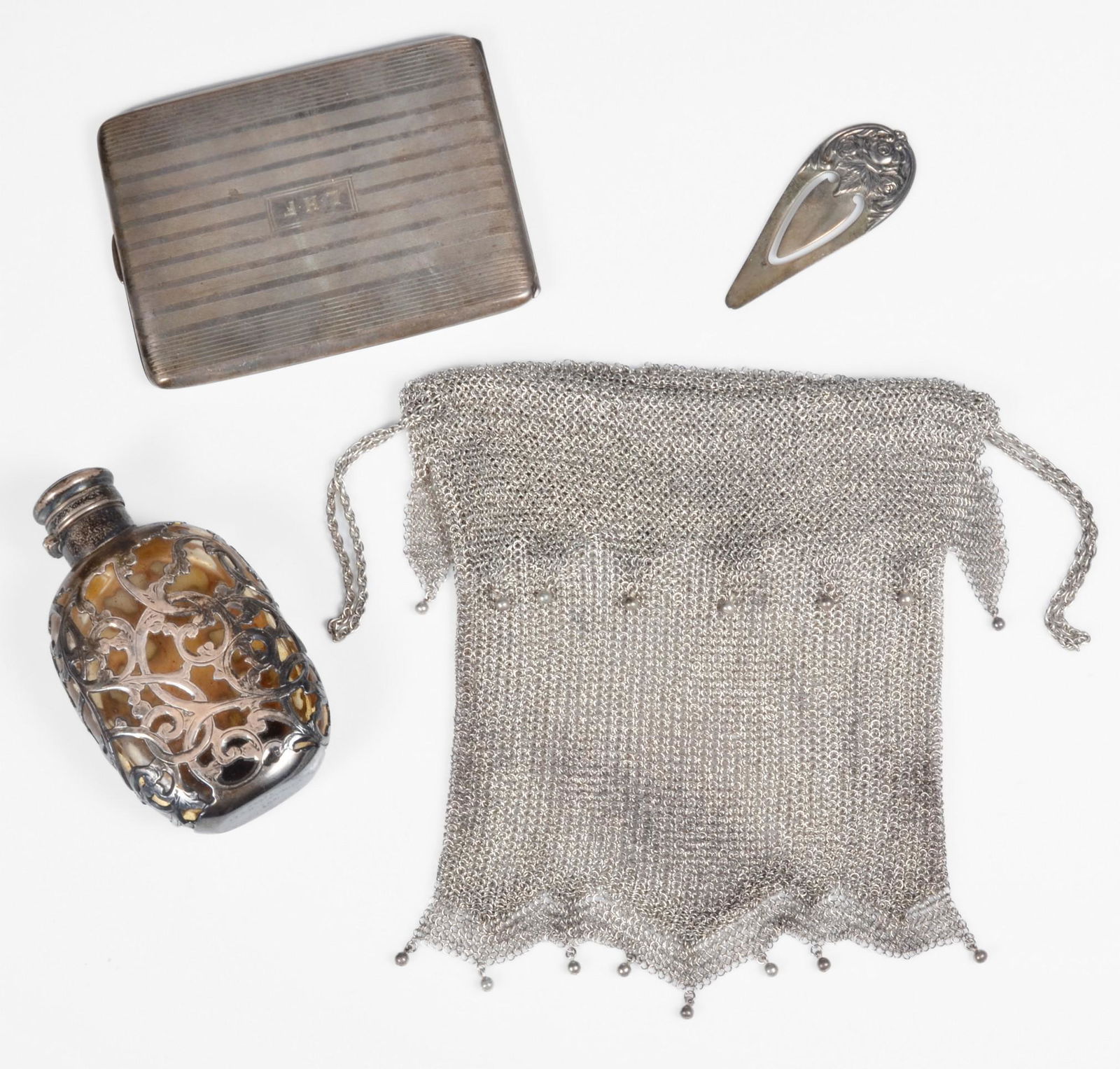 Sterling Cigarette Case, Bookmark, Flask (1 of 8)