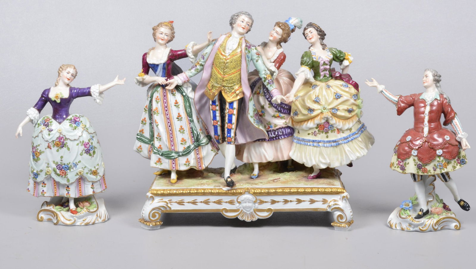 (3) 19th C Porcelain Figure Group and Figures (1 of 6)