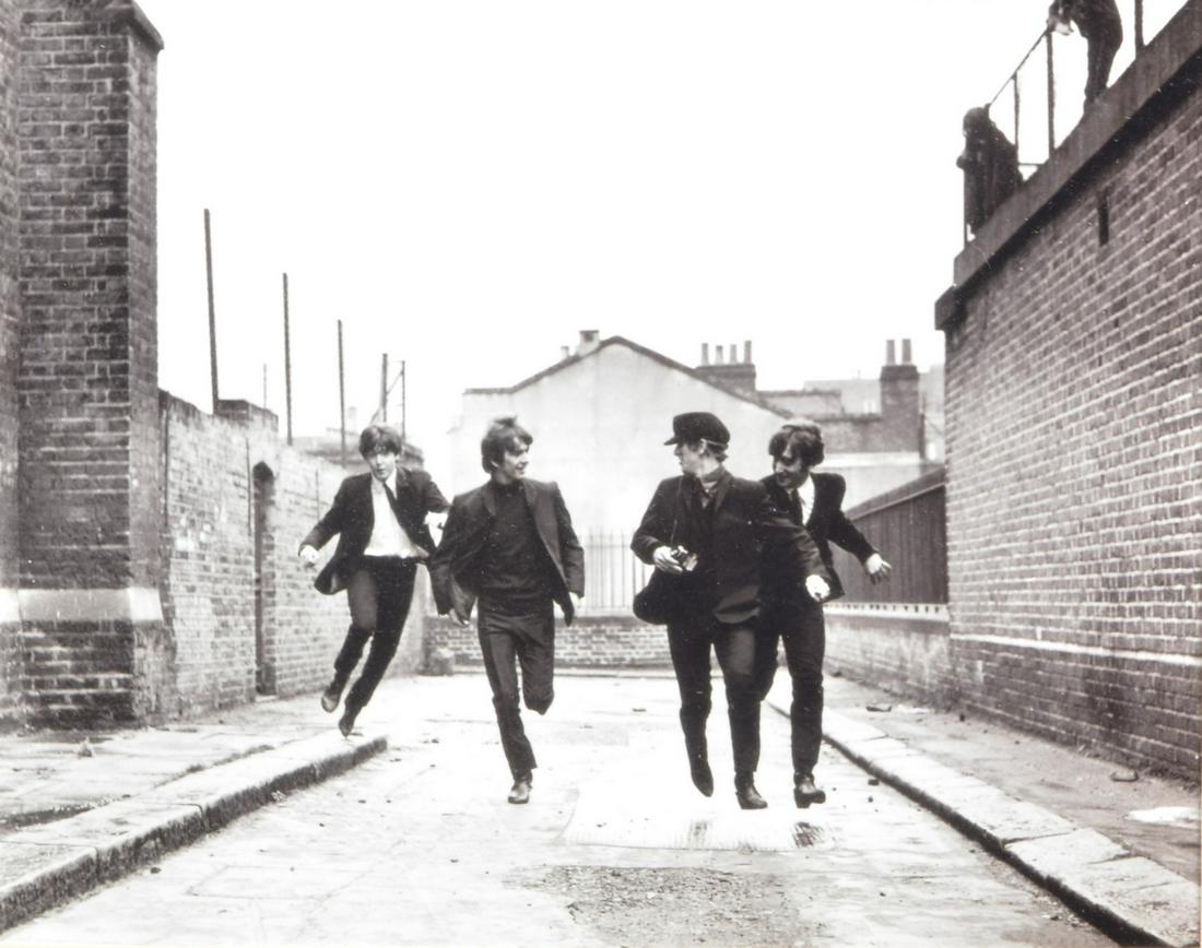 Beatles Hard Days Night Photographic Still Print: Beatles Hard Days Night photographic still print, 18-1/2"L, 15-1/2"W