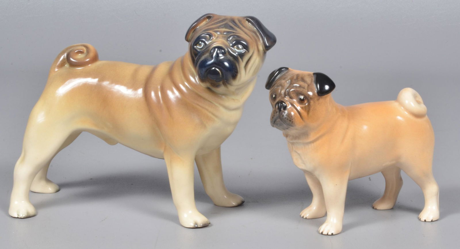 (2) Porcelain Pug Dog Figures (1 of 3)