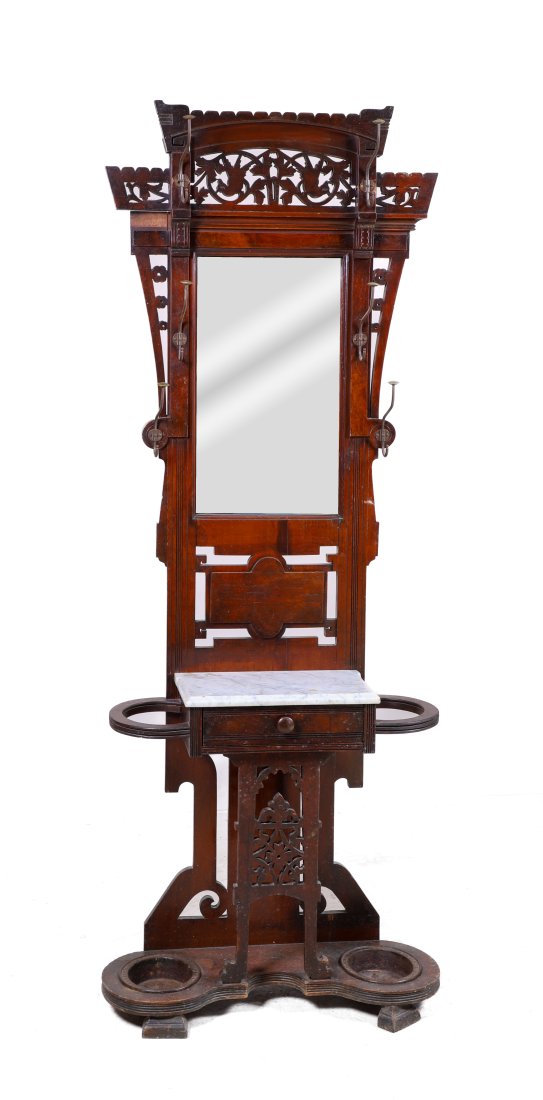 Victorian carved walnut hall rack (1 of 3)