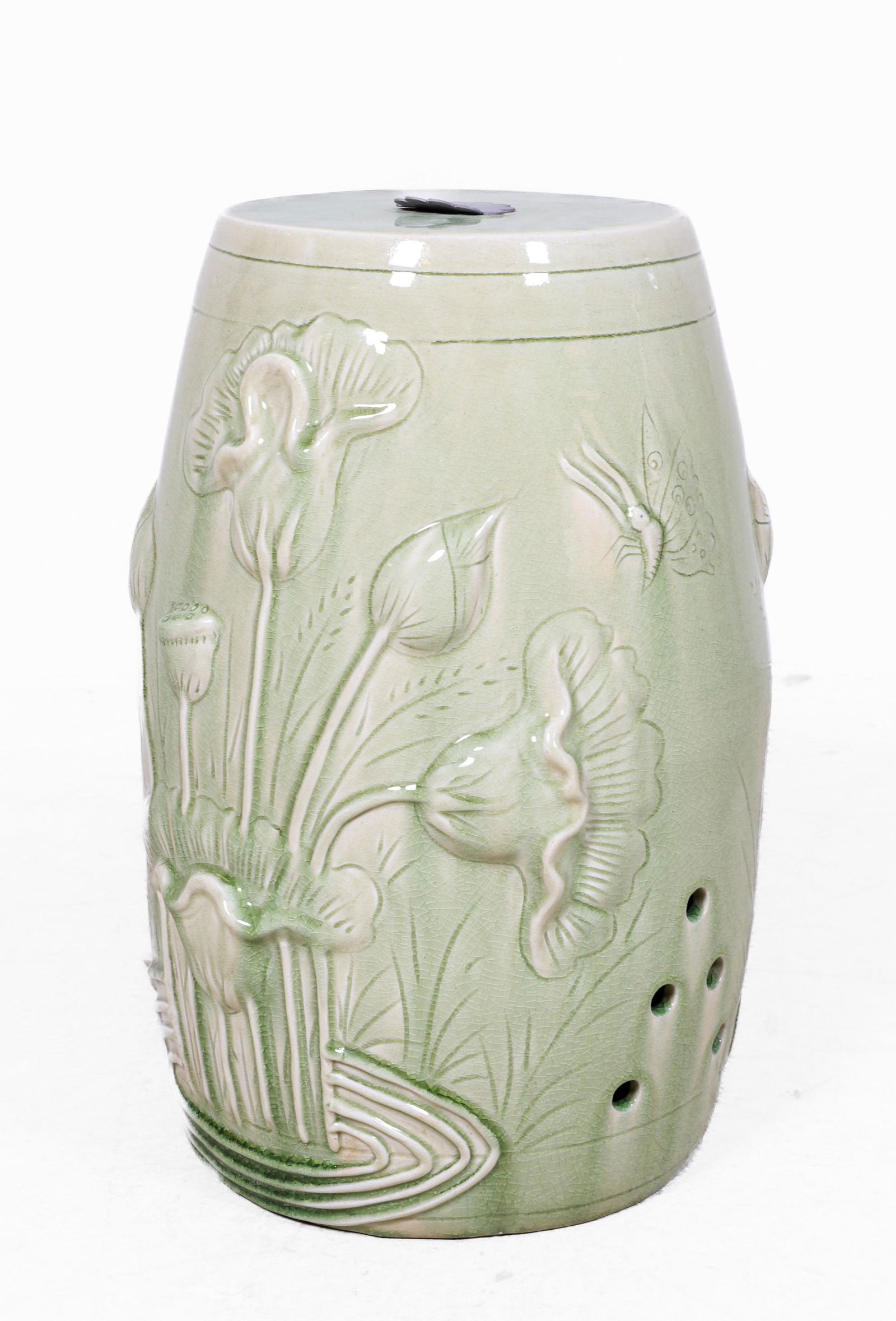 Asian style pottery garden seat (1 of 3)