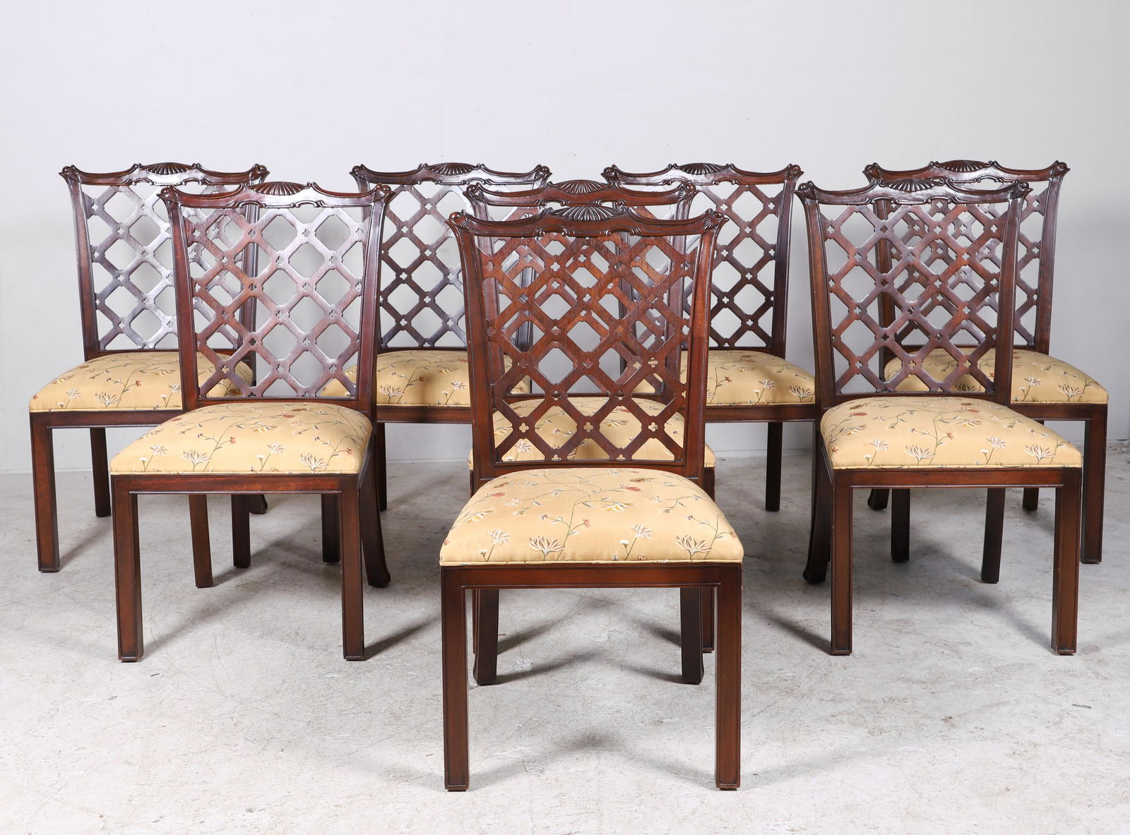 (8) Hickory Chair Co Chinese Chippendale mahogany dining chairs (1 of 3)