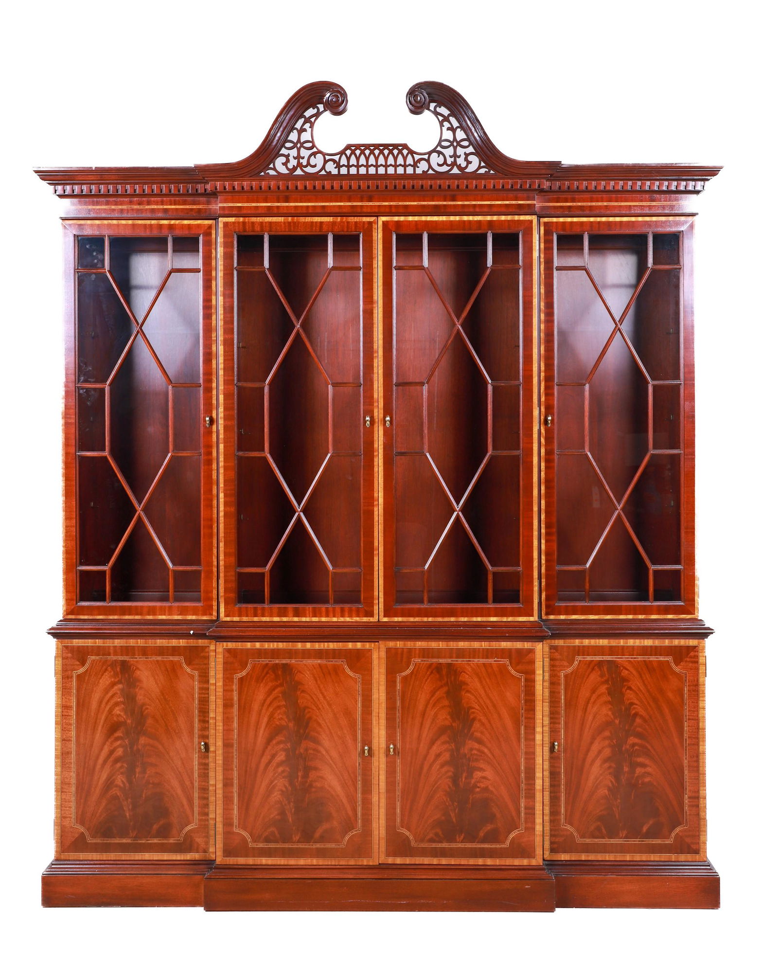 2-pc Councill Inlaid carved mahogany china cabinet (1 of 4)