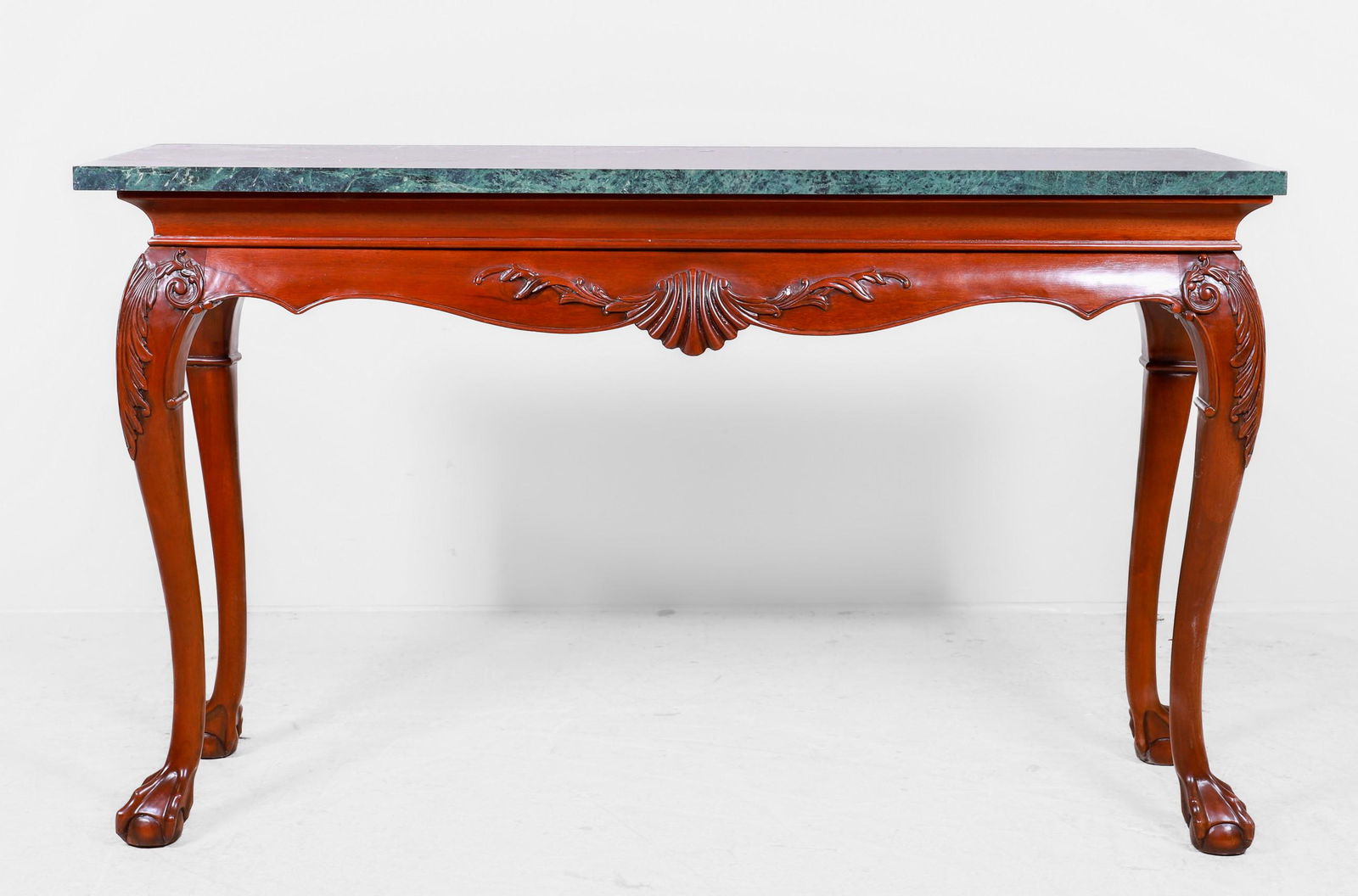 Chippendale style carved mahogany marbletop console table (1 of 4)