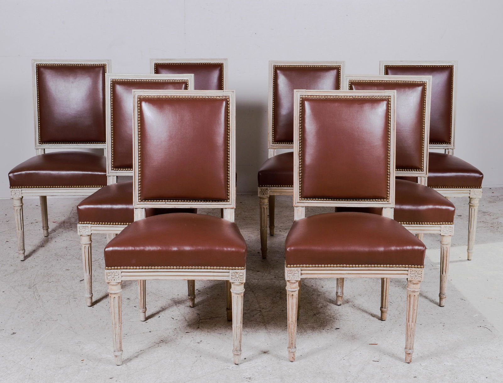 (8) Louis XVI style cream painted side chairs (1 of 4)