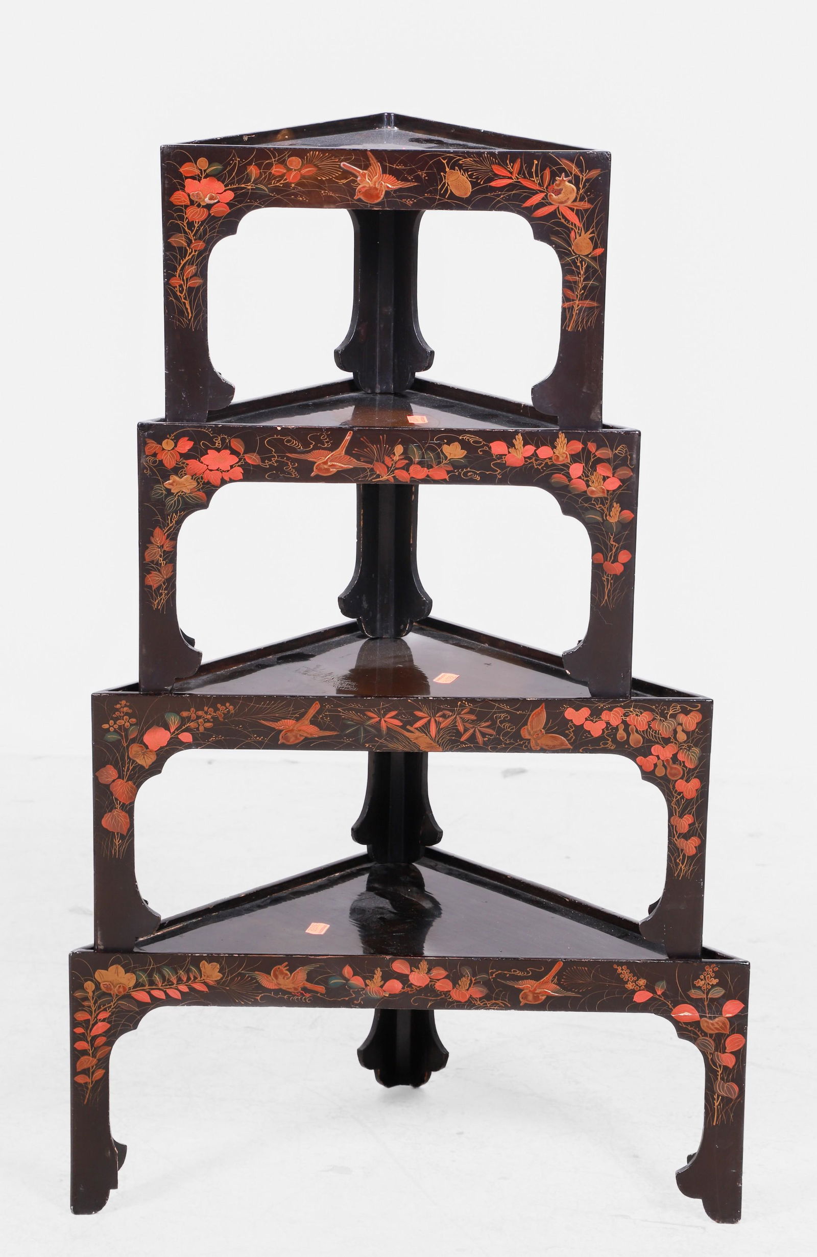 Chinoiserie decorated ebonized nesting tables (1 of 3)