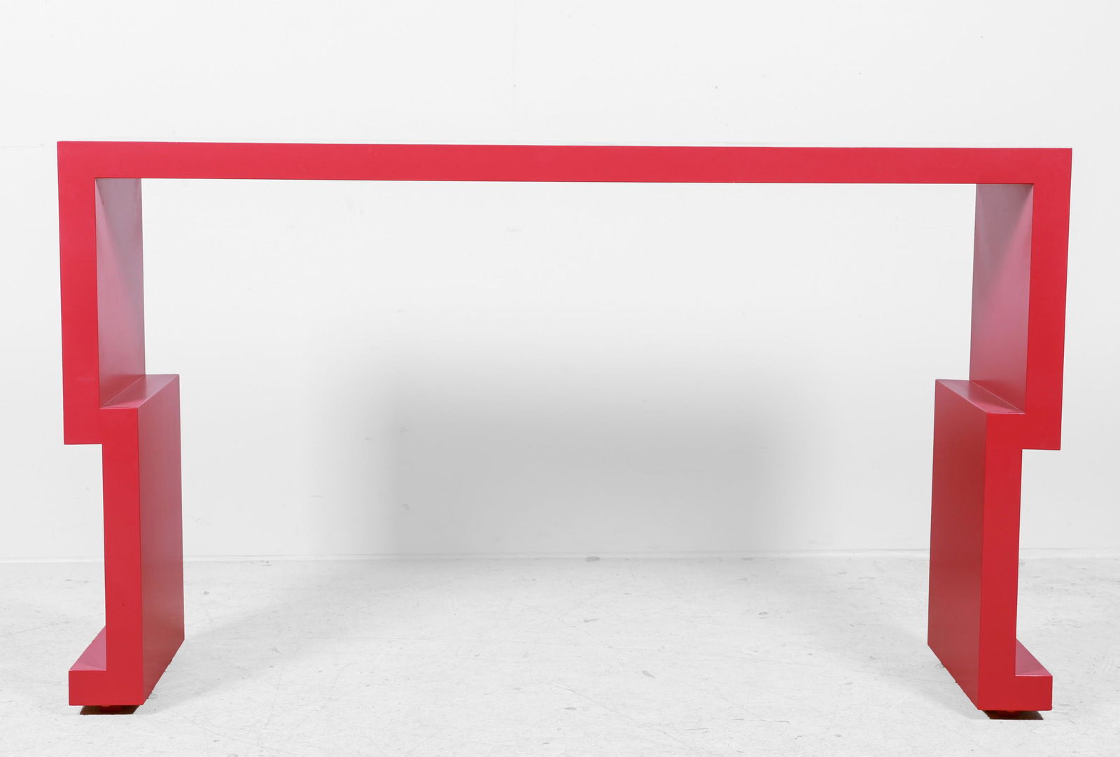 Deco style red lacquered console table (1 of 3)