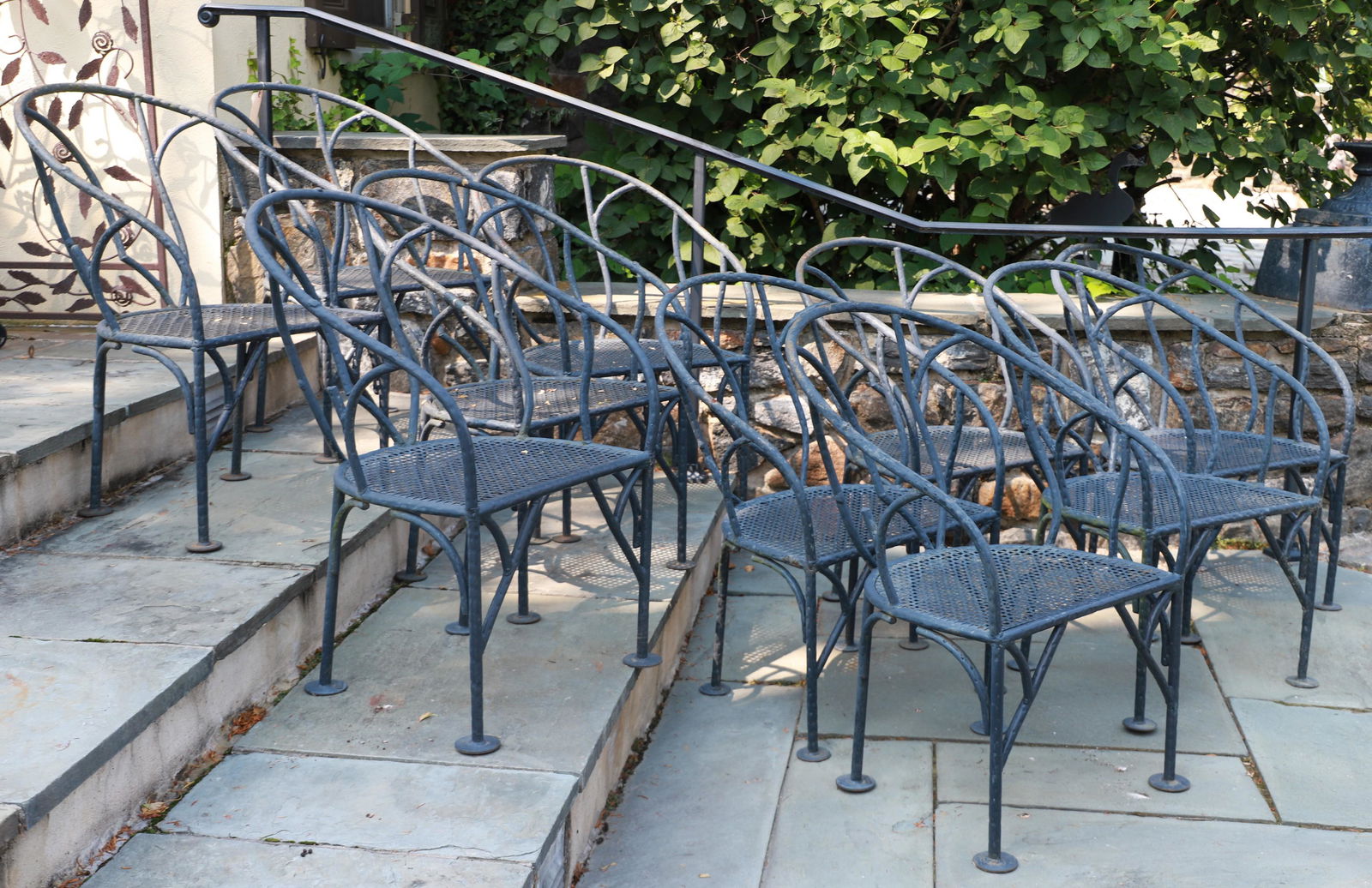 (10) Woodard style branch form iron patio armchairs (1 of 3)