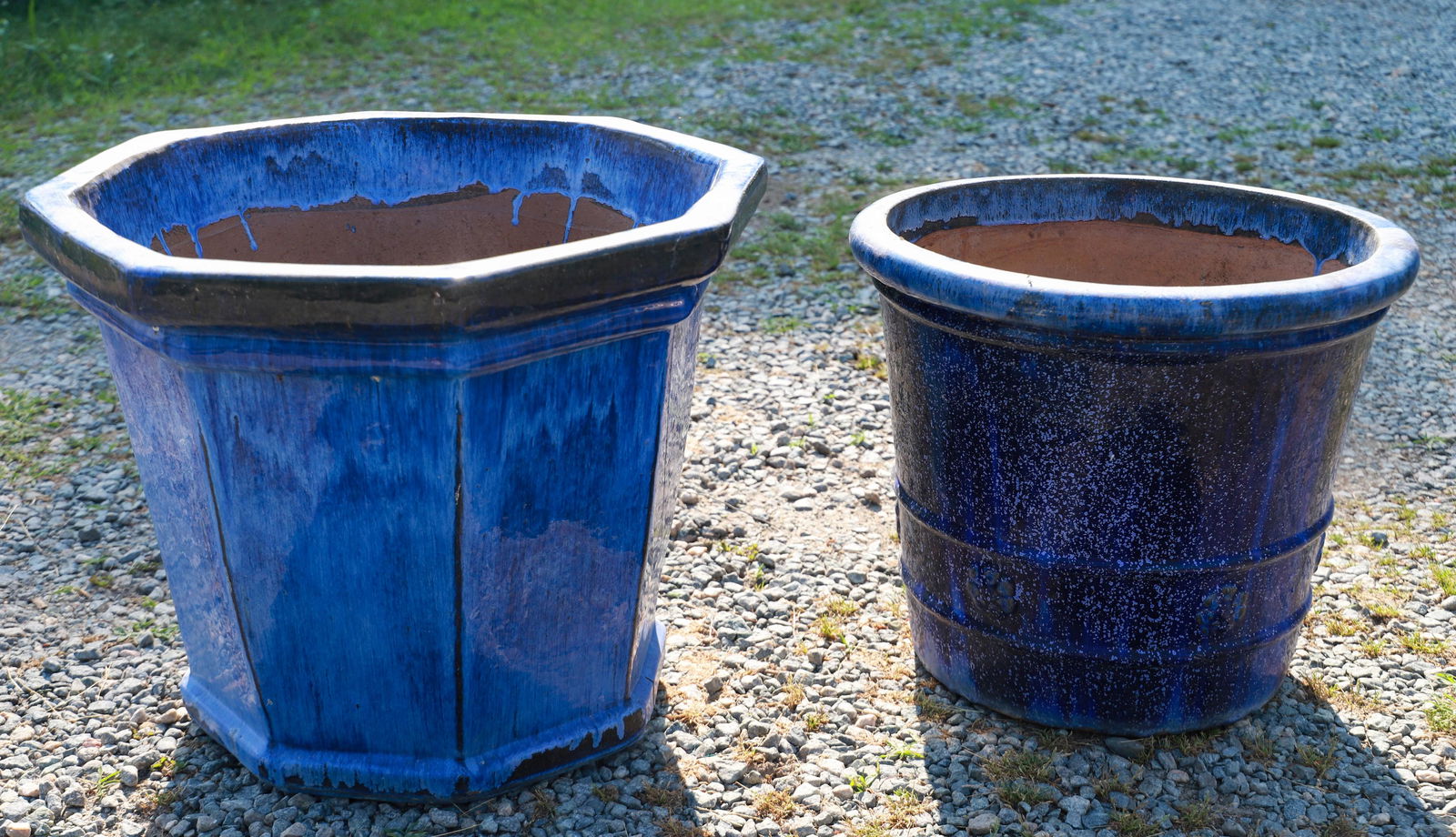 (2) Cobalt blue glazed terracotta planters (1 of 3)