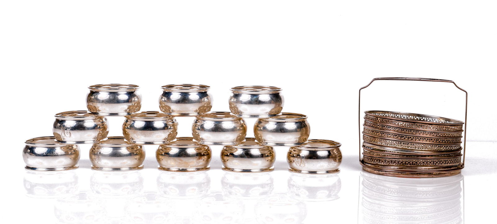Sterling Silver Napkin Rings & Coasters, 6.65 TO (1 of 4)