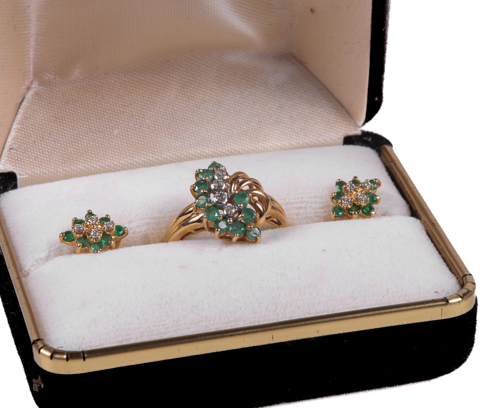 14K YG Green Stone Ring and Earrings (1 of 5)
