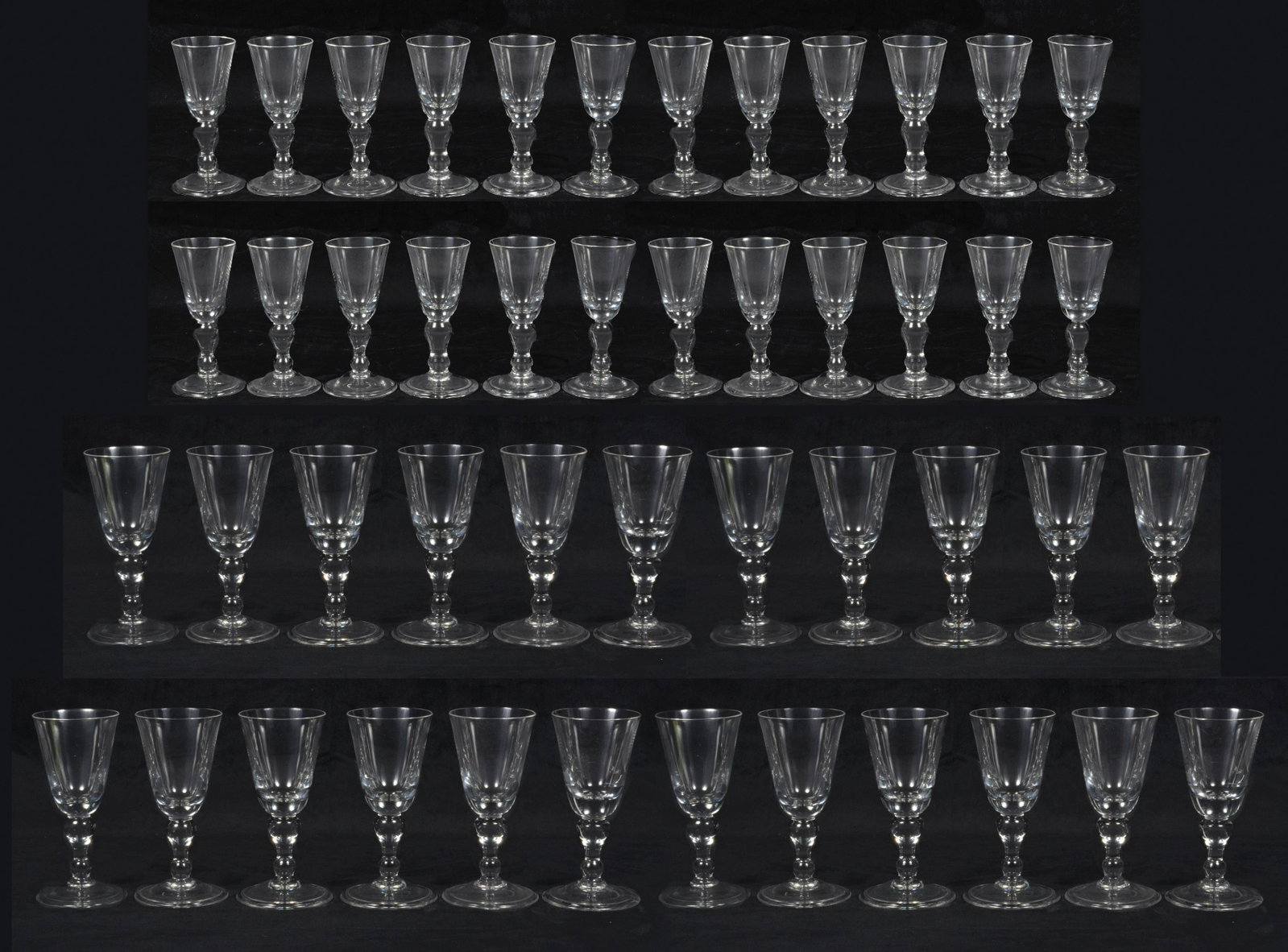 (47) Unmarked Wine Glasses: (47) Unmarked wine glasses, c/o (23) 7-3/8", (24) 6"